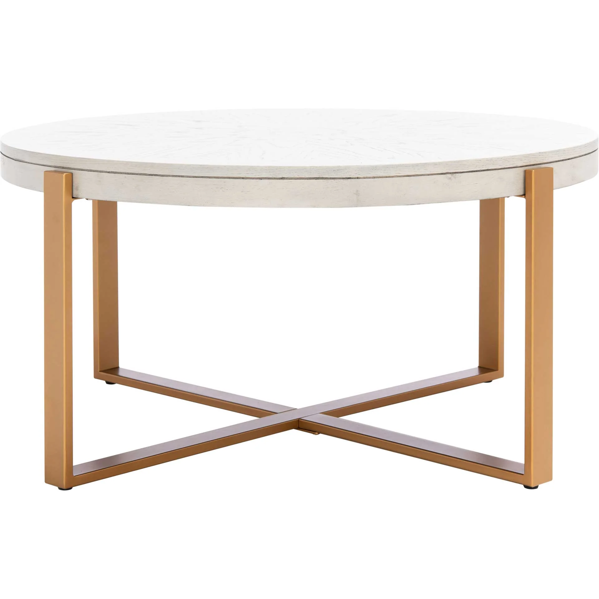 Namiko Round Coffee Table White Wash/Gold - Image 3