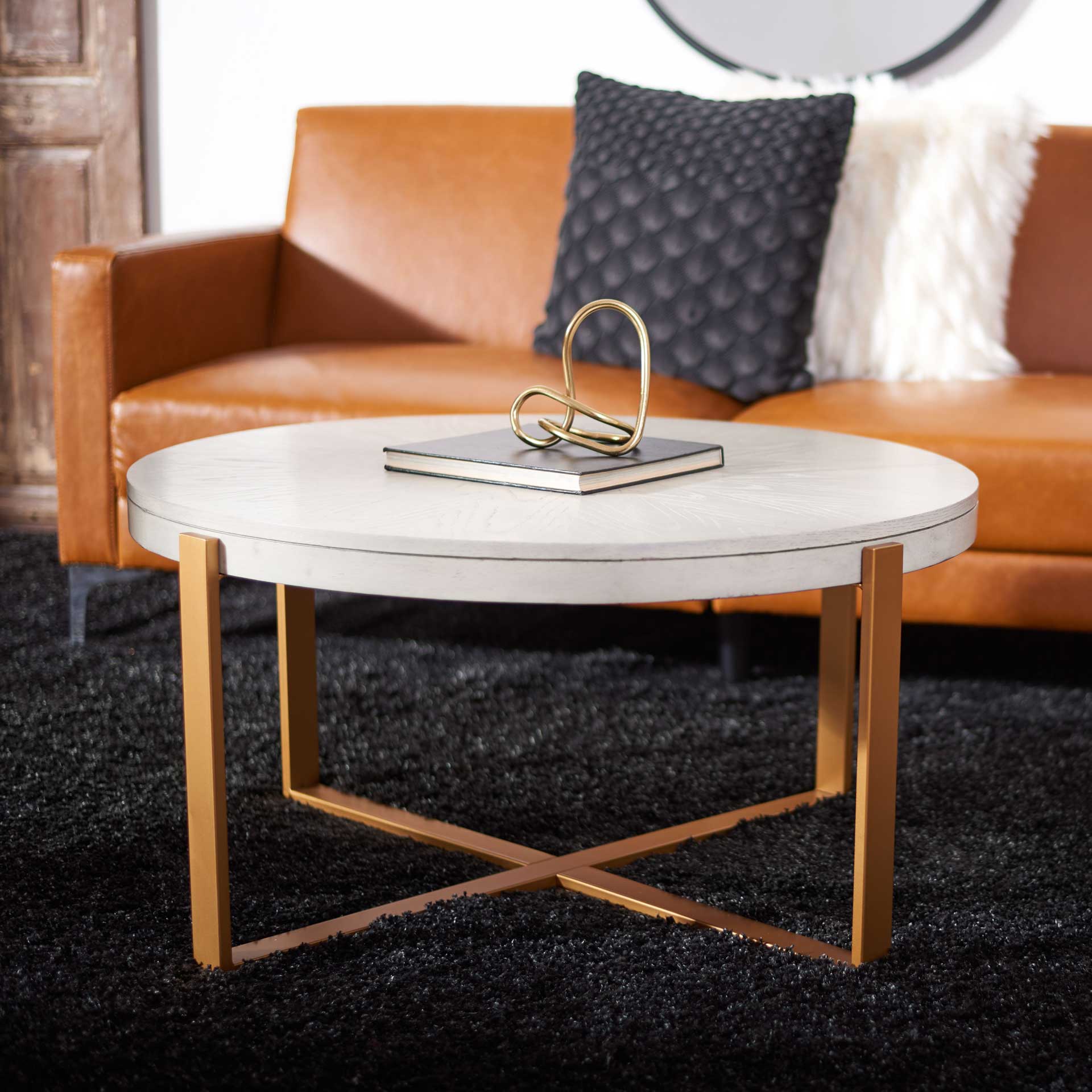 Namiko Round Coffee Table White Wash/Gold - Image 5