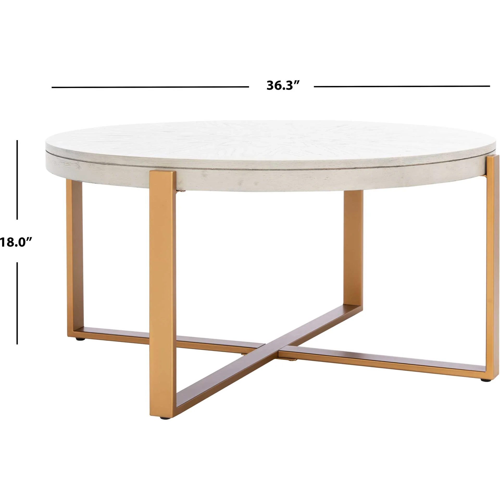 Namiko Round Coffee Table White Wash/Gold - Image 6