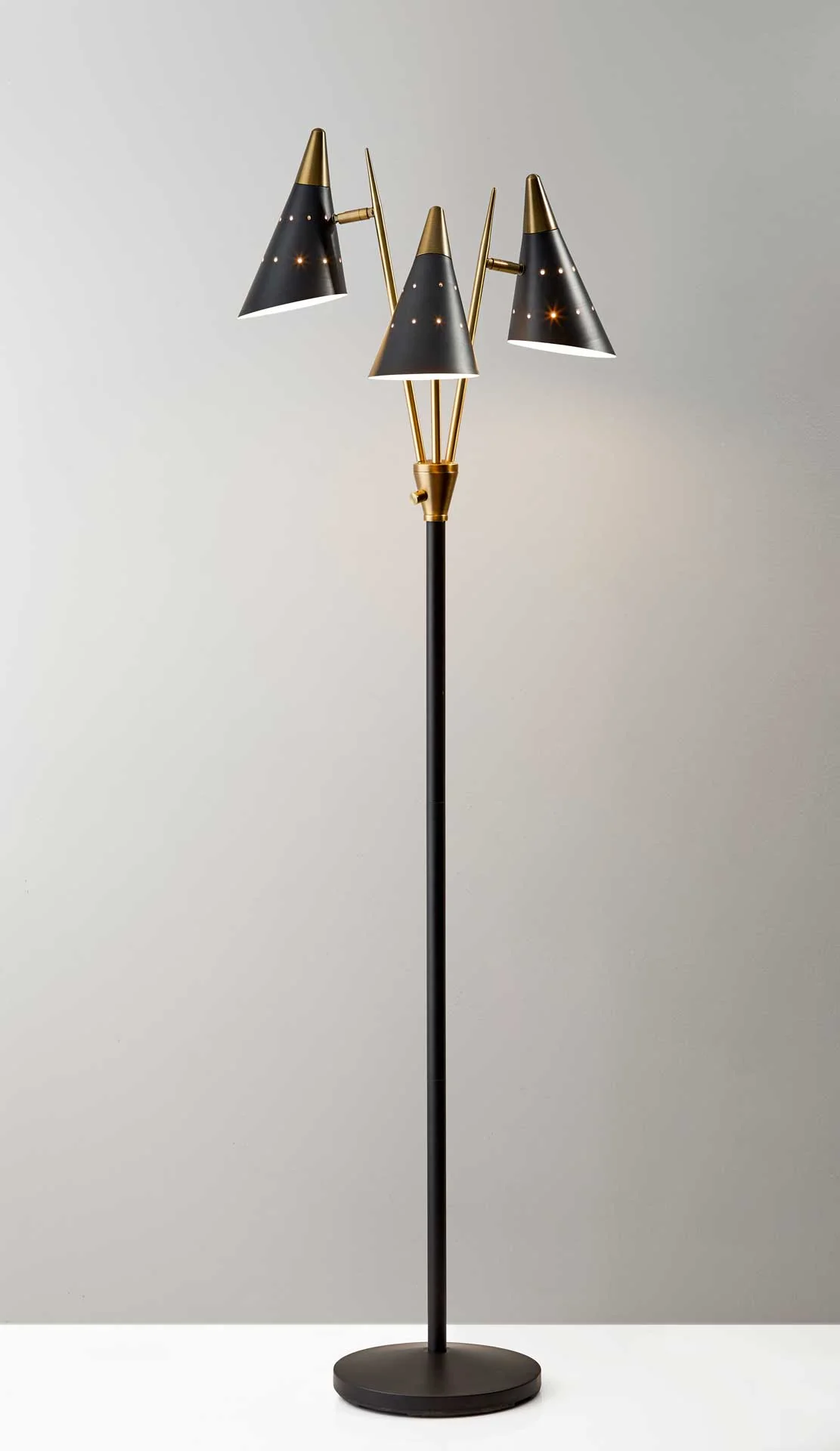 Nancy 3-Arm Floor Lamp Black/Brass - Image 3