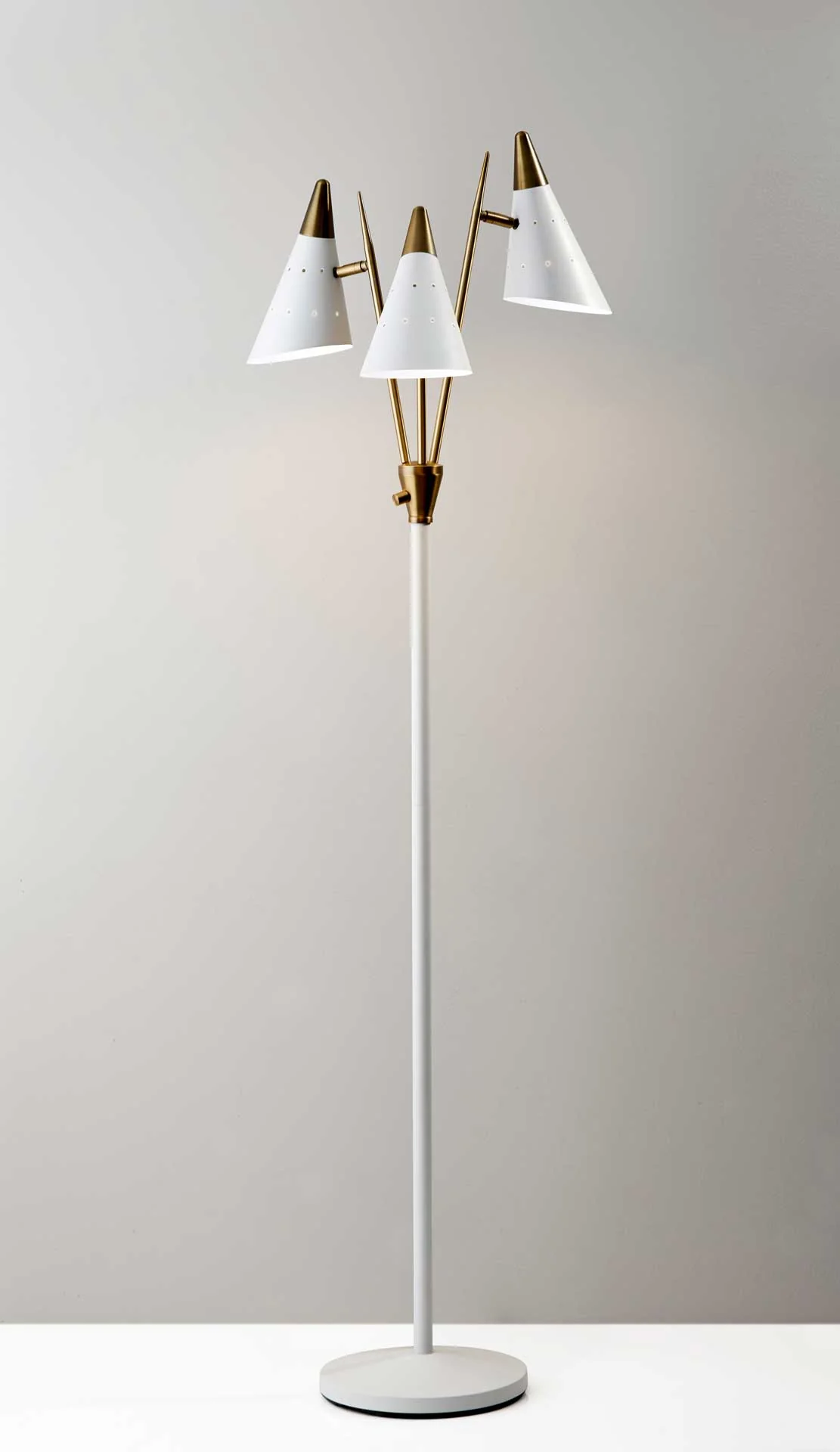 Nancy 3-Arm Floor Lamp White/Brass - Image 3