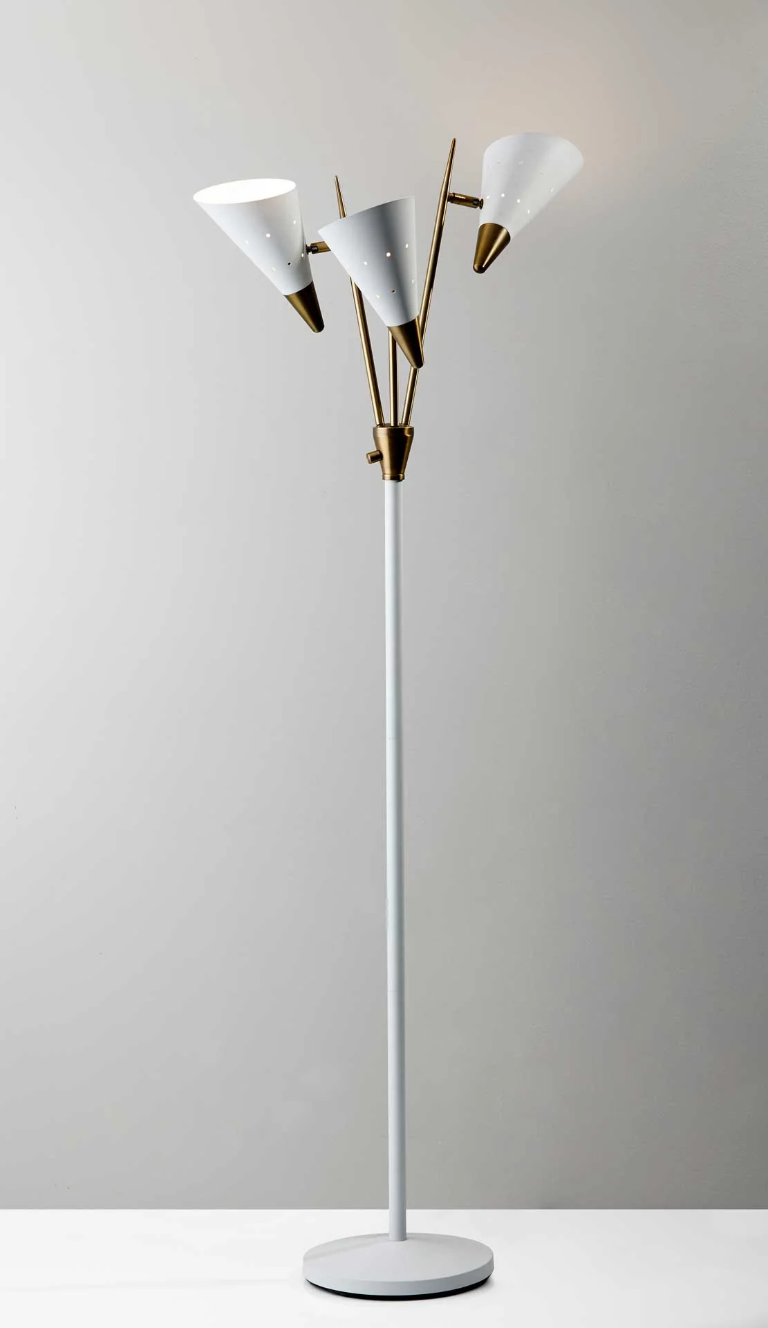 Nancy 3-Arm Floor Lamp White/Brass - Image 4