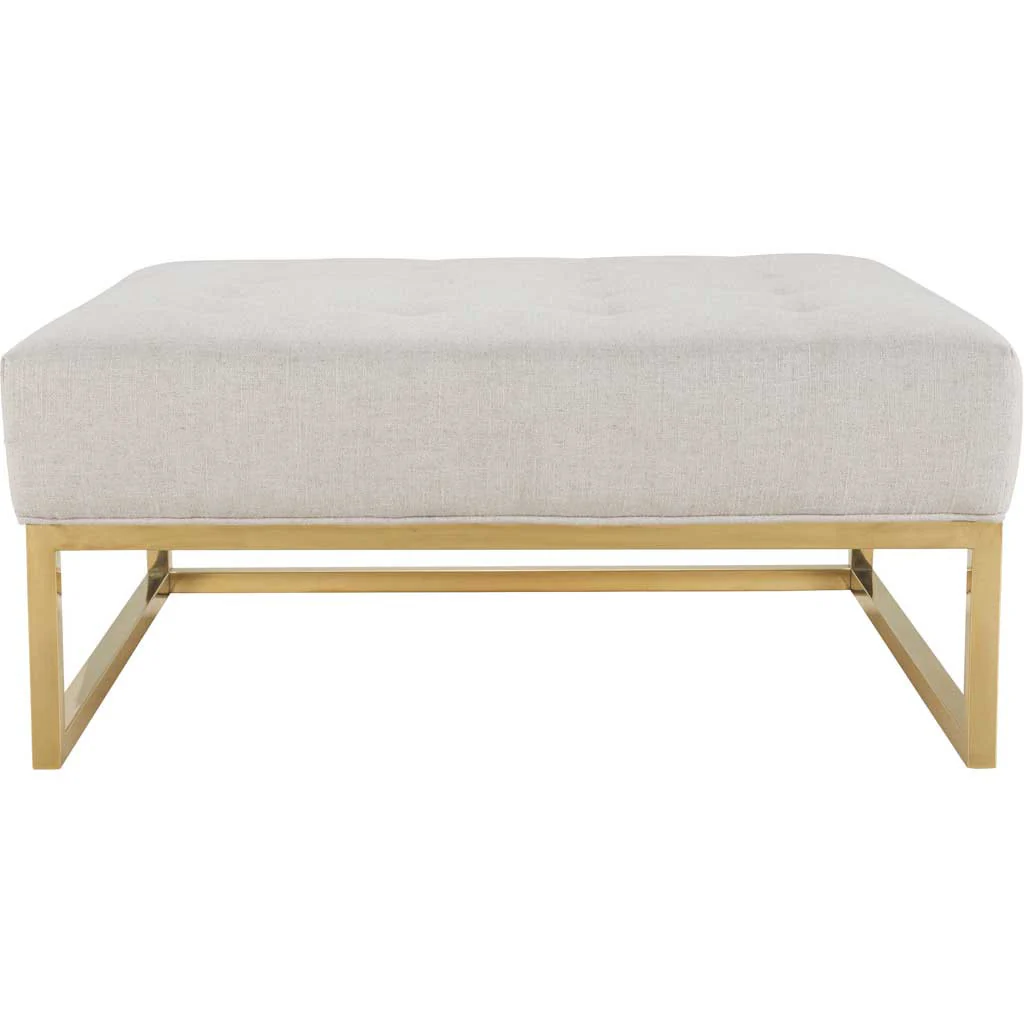 Narbonne Metallic Linen Ottoman Beige - Image 2