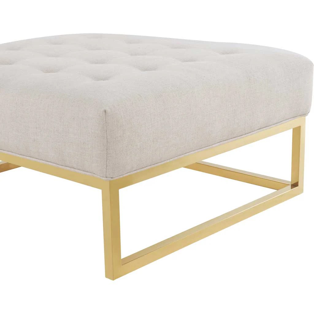 Narbonne Metallic Linen Ottoman Beige - Image 3