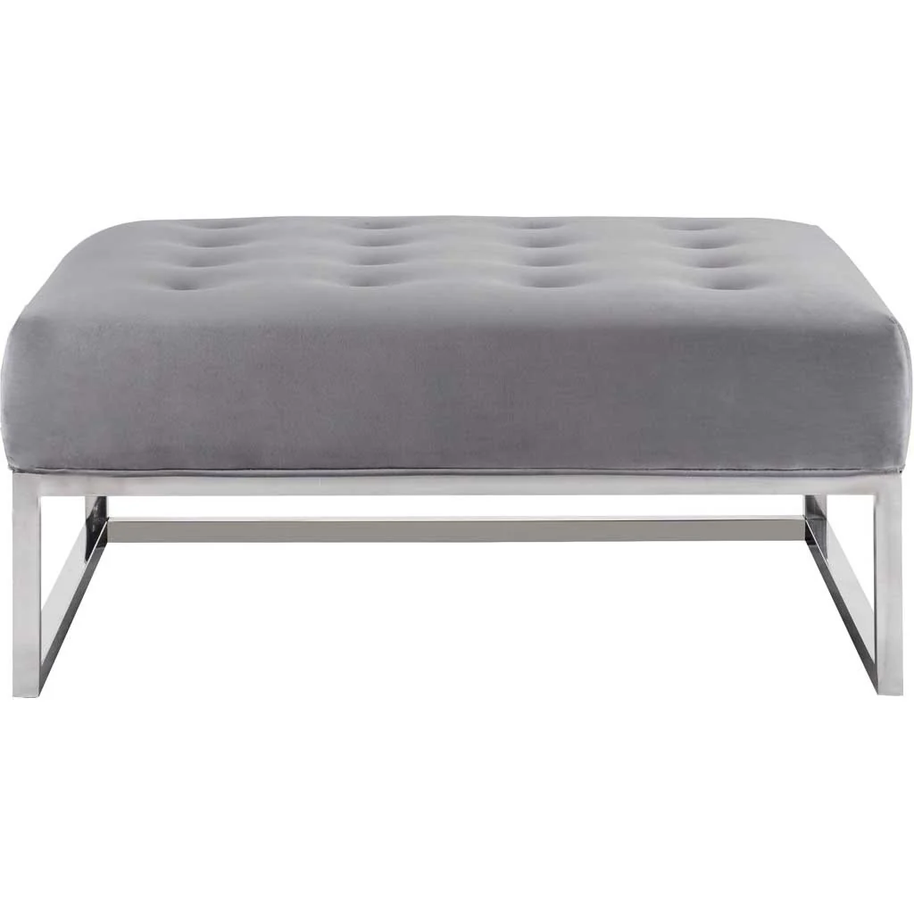 Narbonne Velvet Ottoman Gray - Image 2