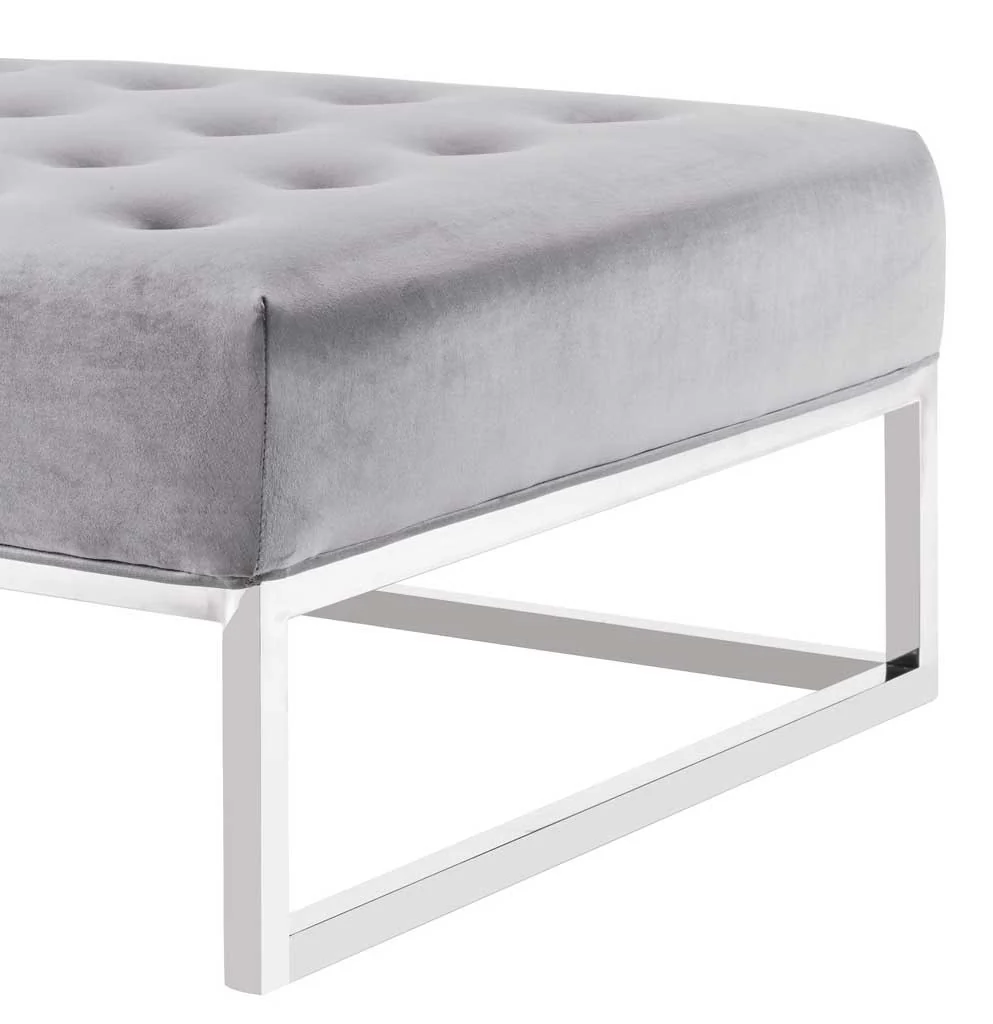 Narbonne Velvet Ottoman Gray - Image 3