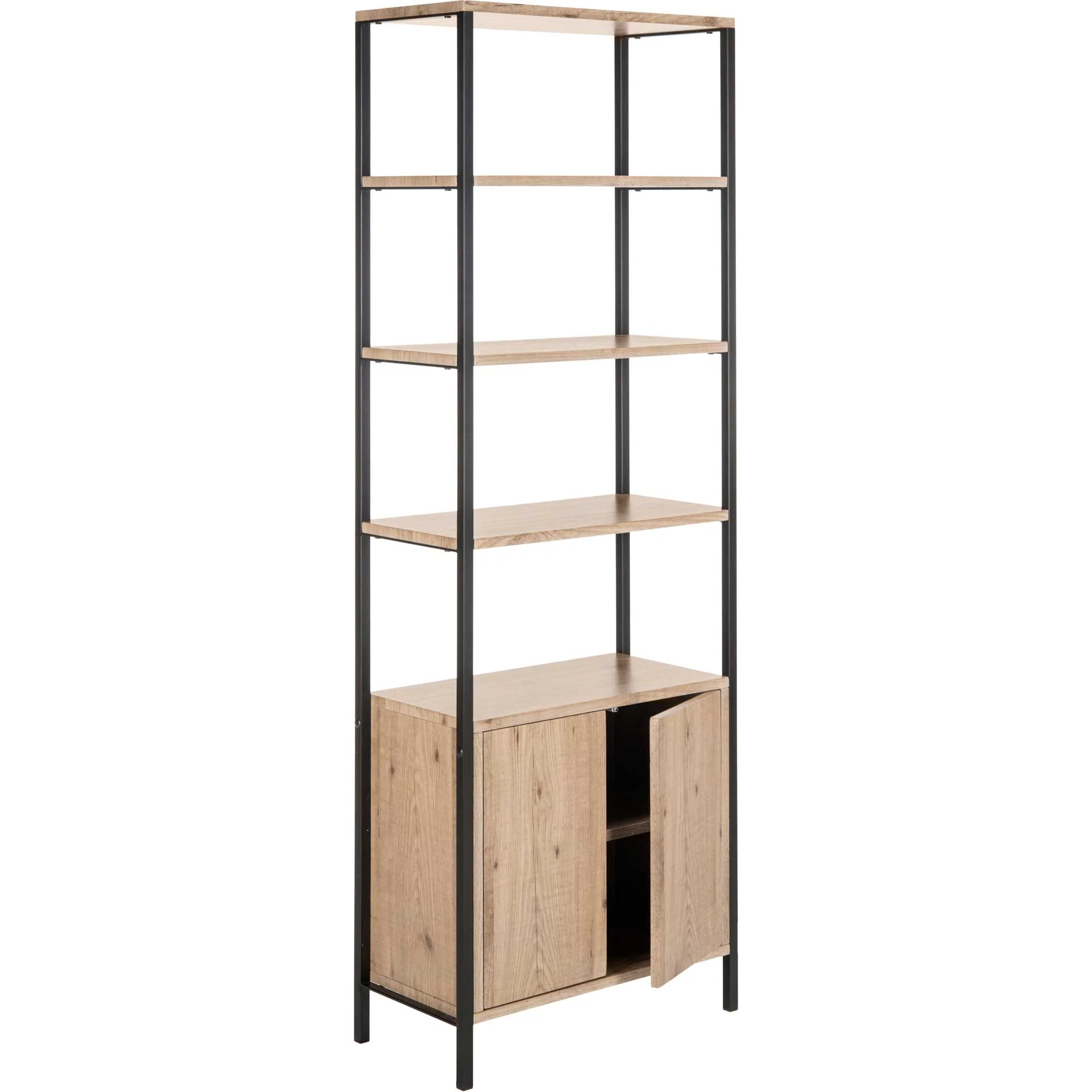 Natalia Retro Mid Century Wood Etagere Oak/Black - Image 2