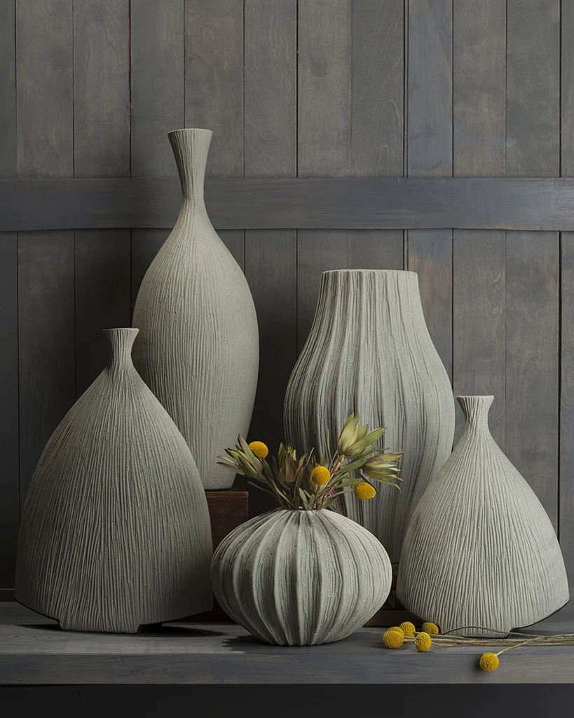 Natural Ceramic Floor Vase Taupe Large - Image 2