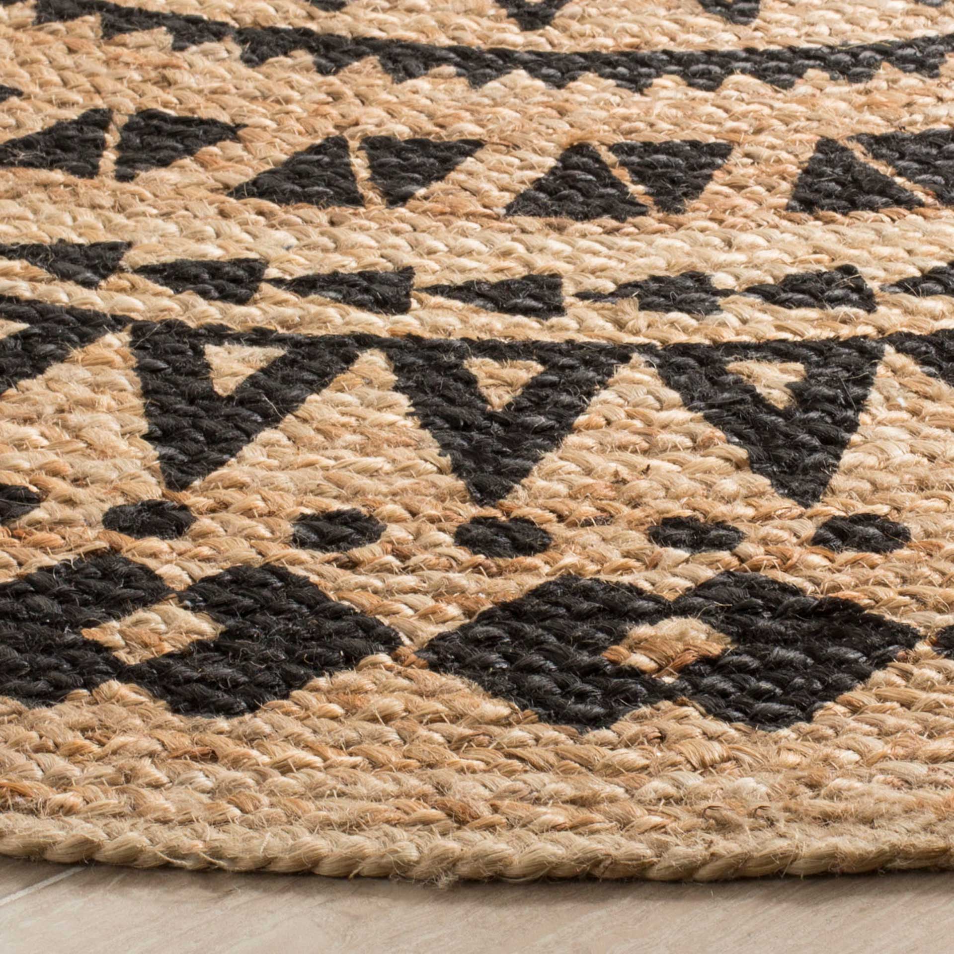 Natural Fiber Aztec Black/Natural Round Rug - Image 3