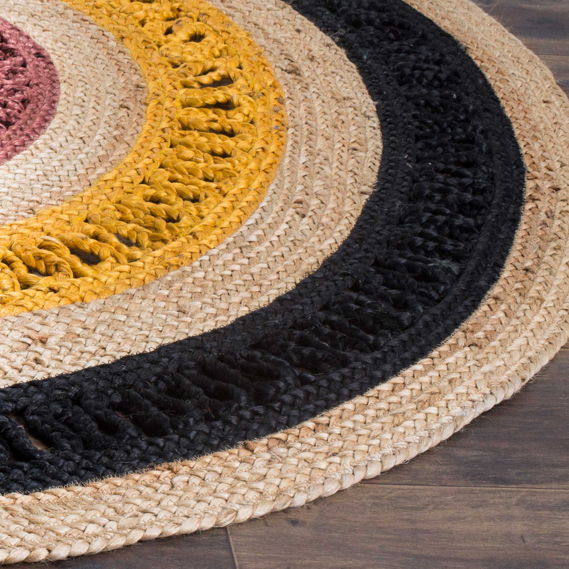 Natural Fiber Black/Natural Round Rug - Image 2