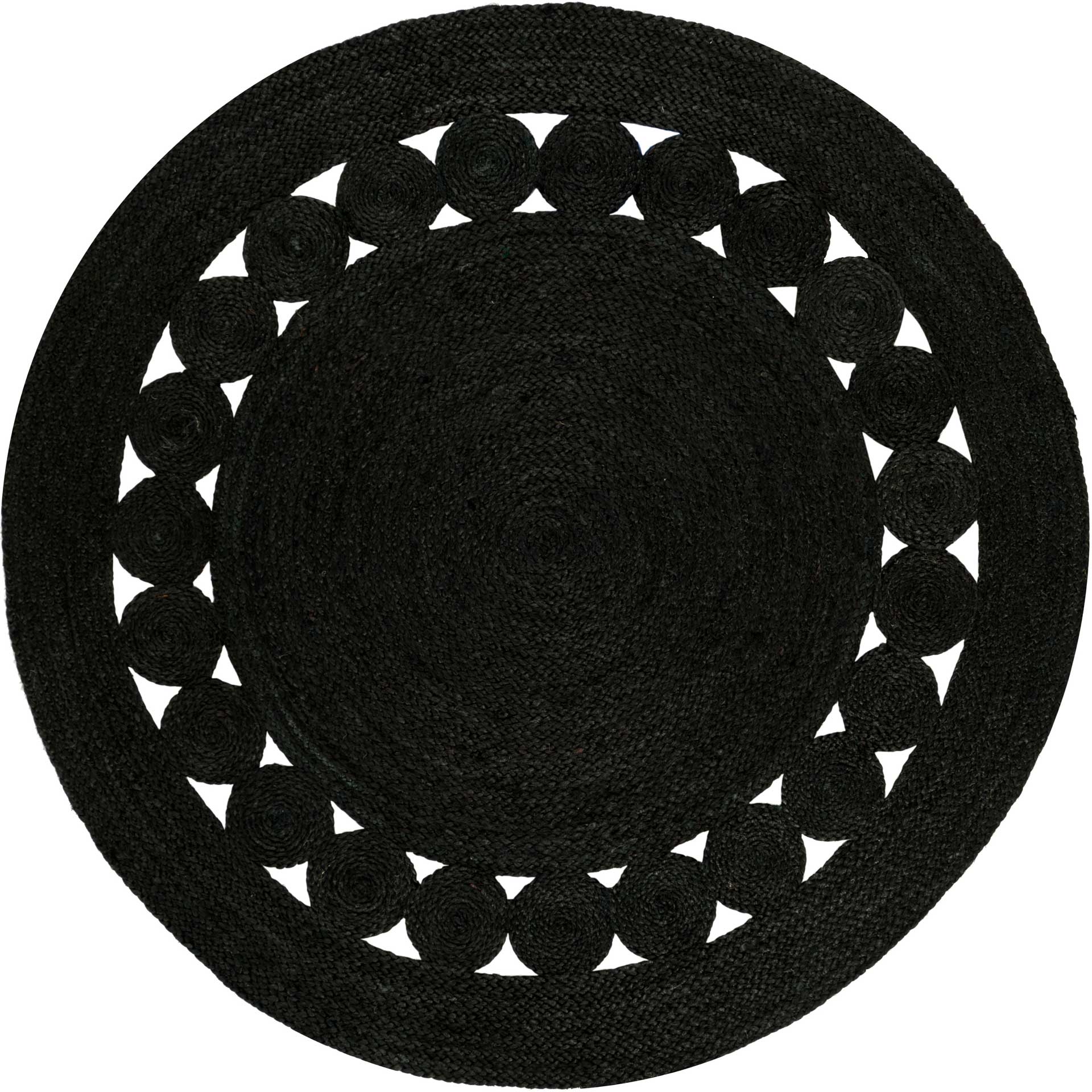 Natural Fiber Black Round Rug - Image 2