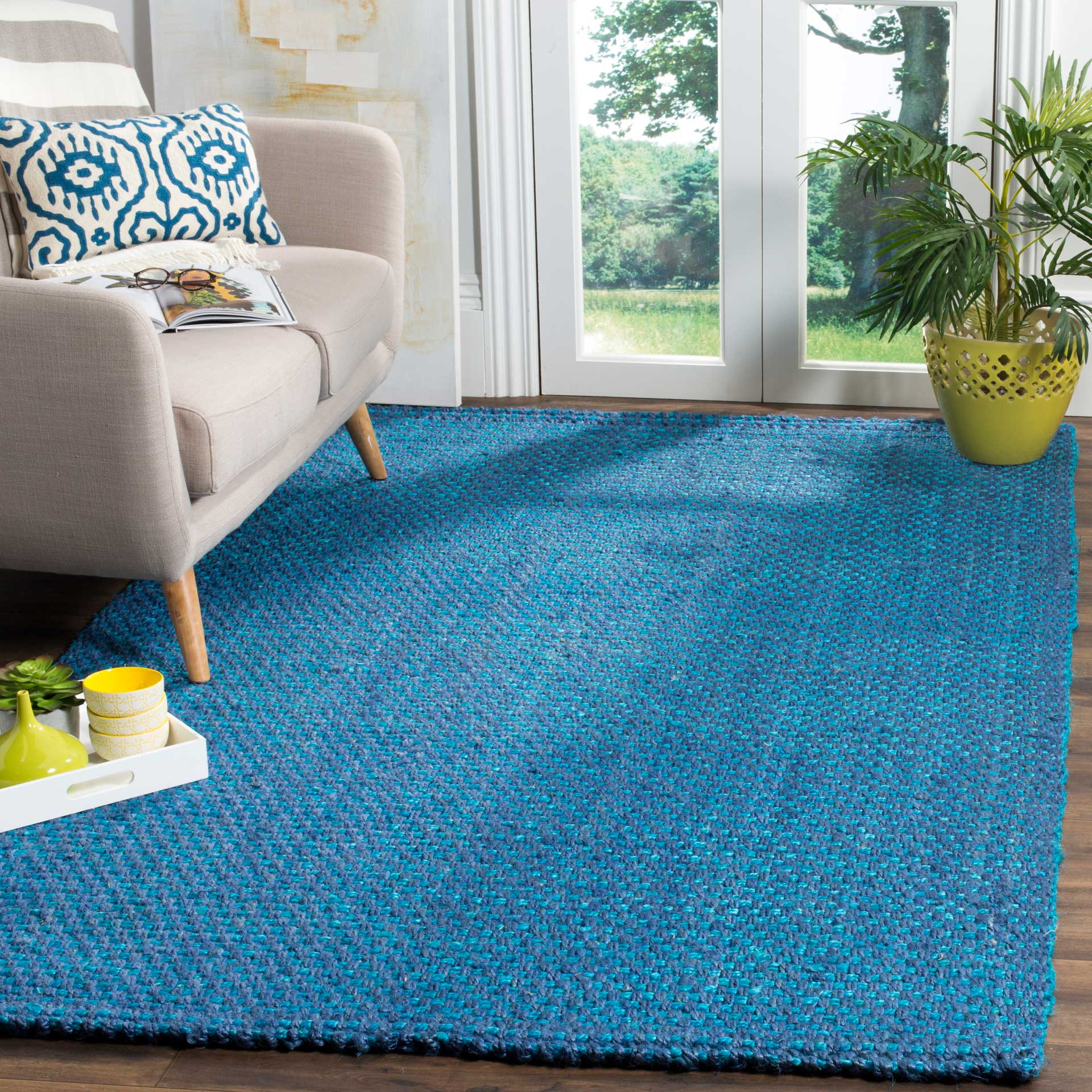 Natural Fiber Blue Area Rug - Image 5