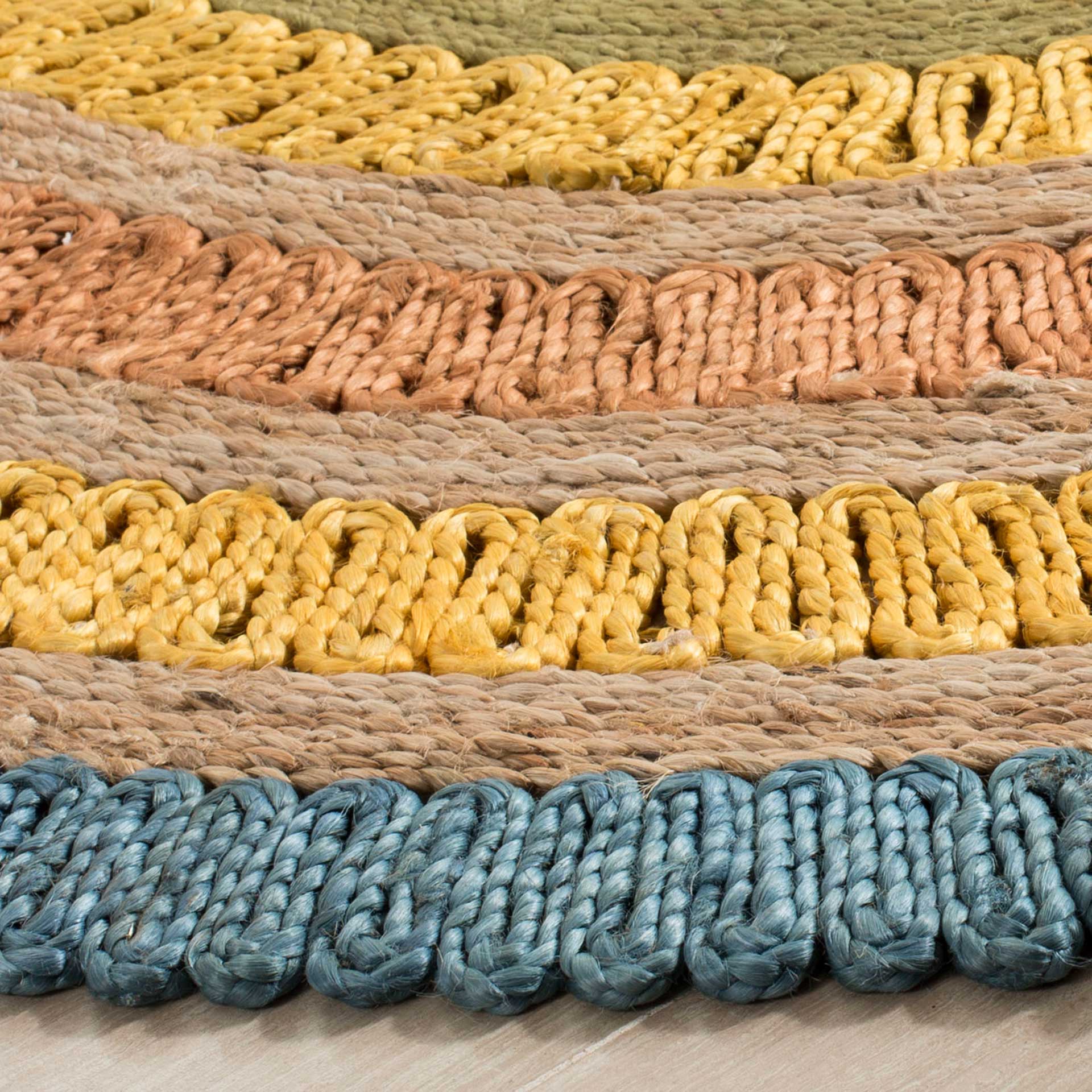 Natural Fiber Blue/Multi Round Rug - Image 2