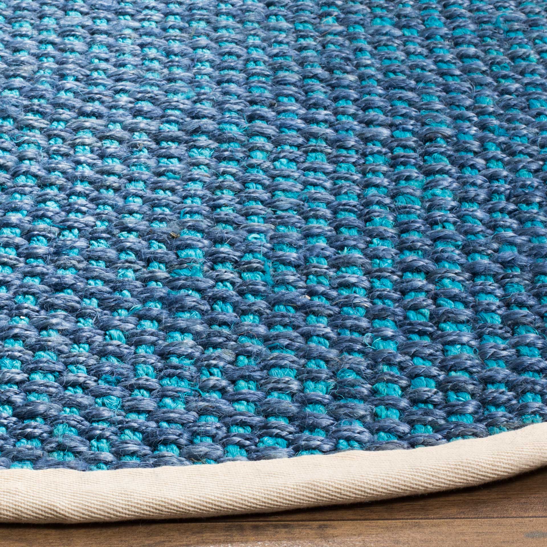 Natural Fiber Blue Round Rug - Image 2