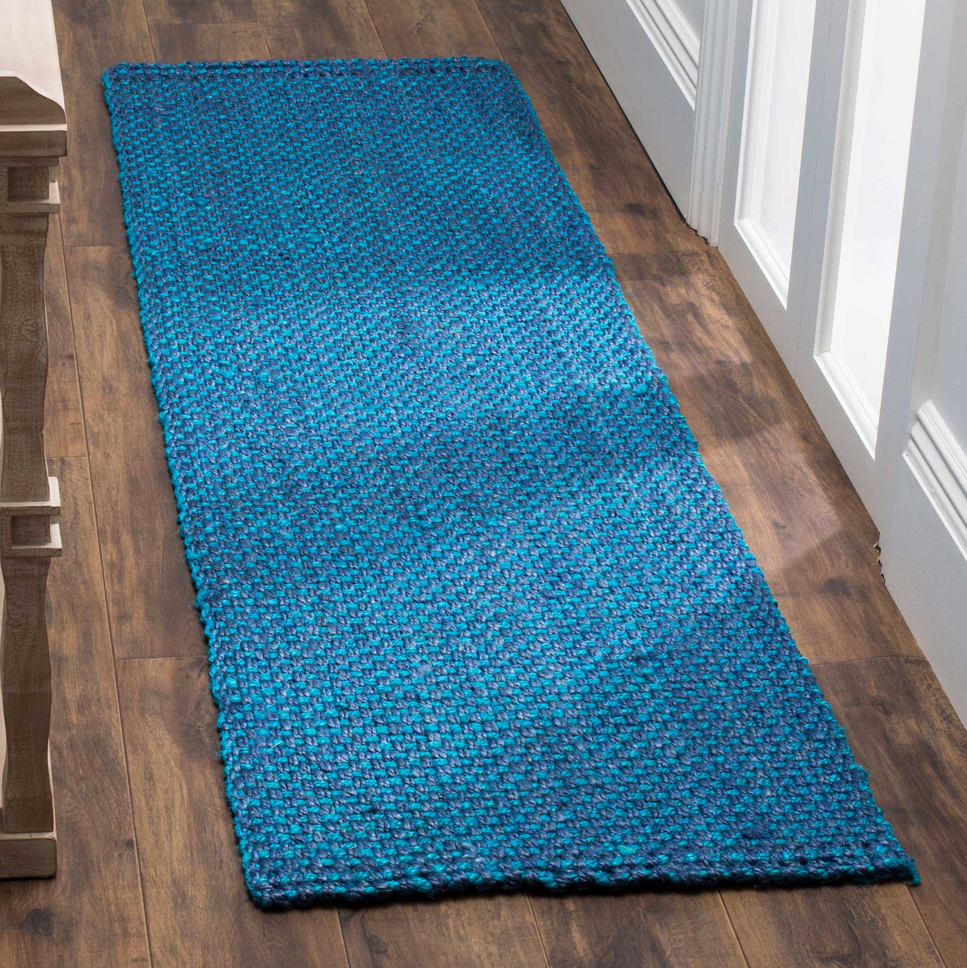 Natural Fiber Blue Runner Rug - Image 2