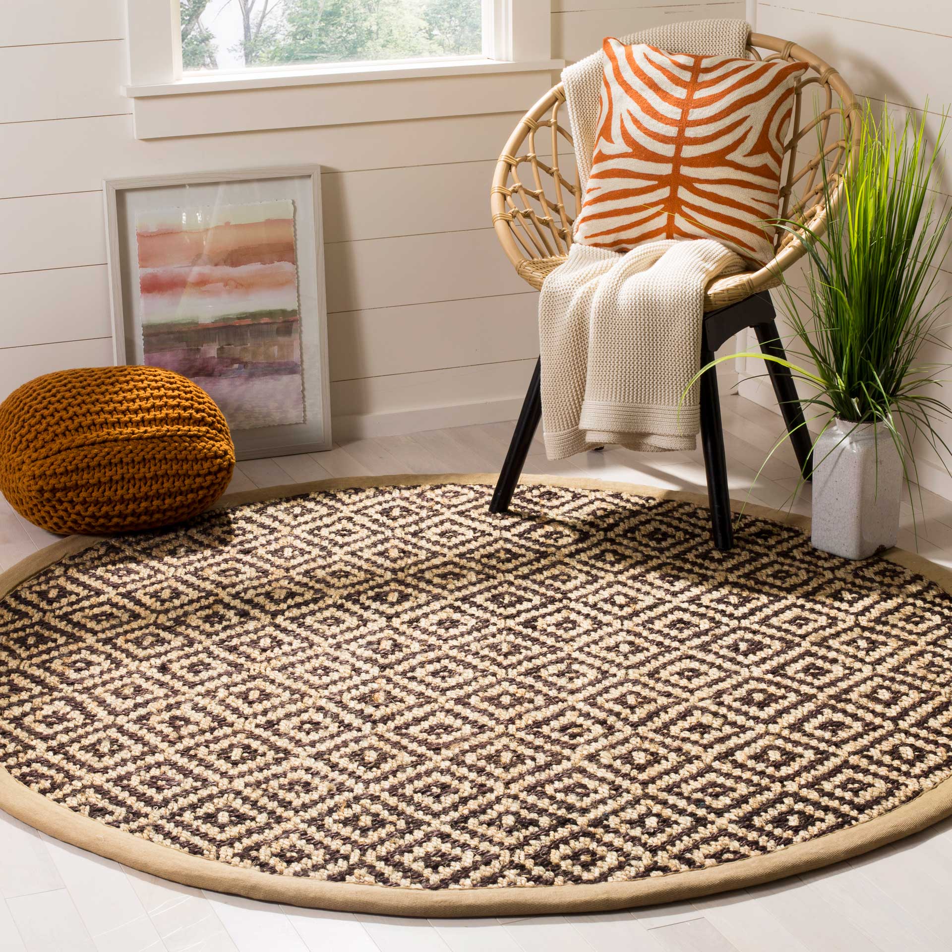 Natural Fiber Brown/Natural Round Rug - Image 3