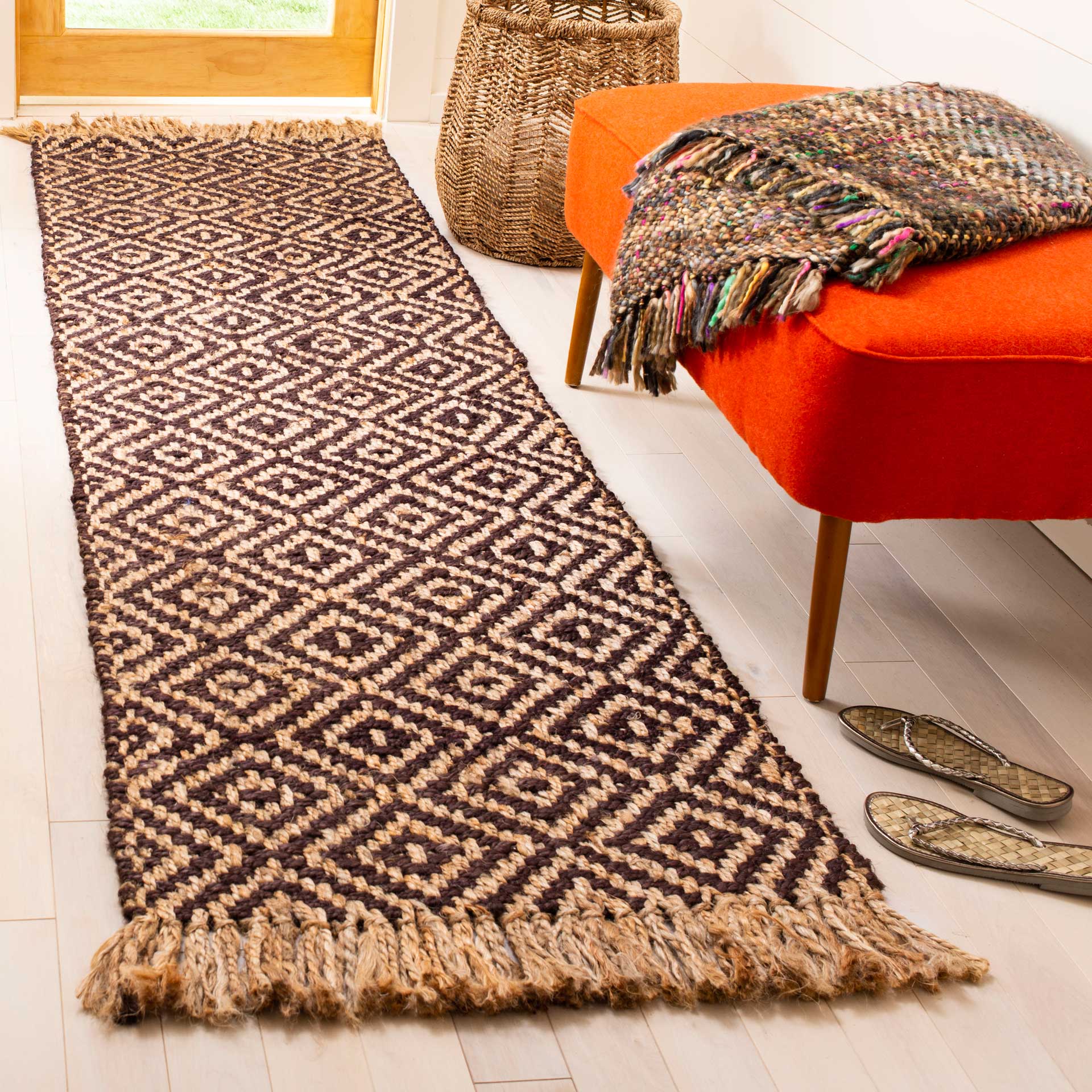 Natural Fiber Brown/Natural Runner Rug - Image 2