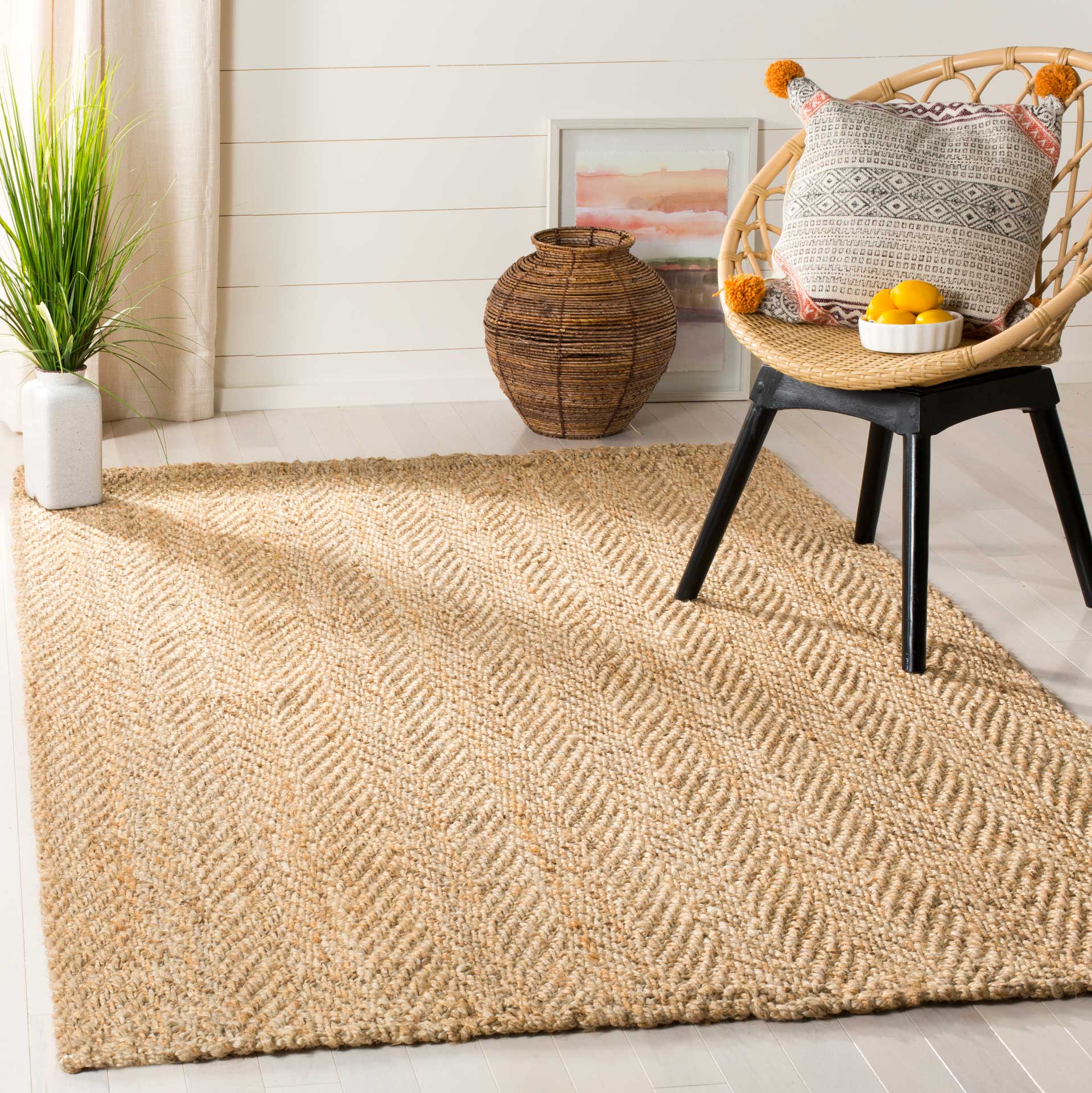 Natural Fiber Chevron Natural Area Rug - Image 6