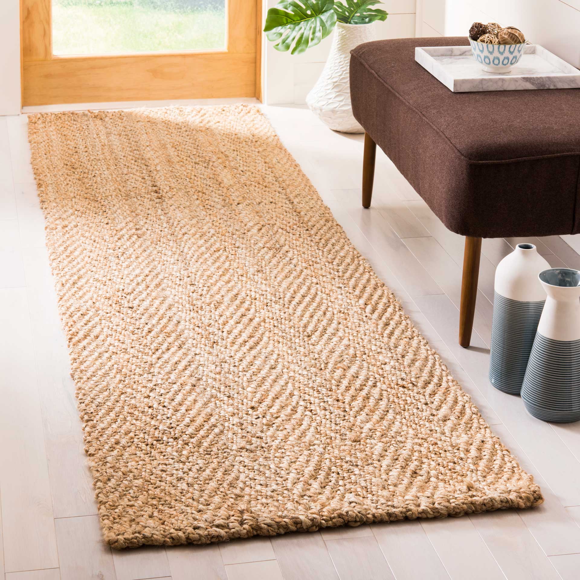 Natural Fiber Chevron Natural Runner Rug - Image 2