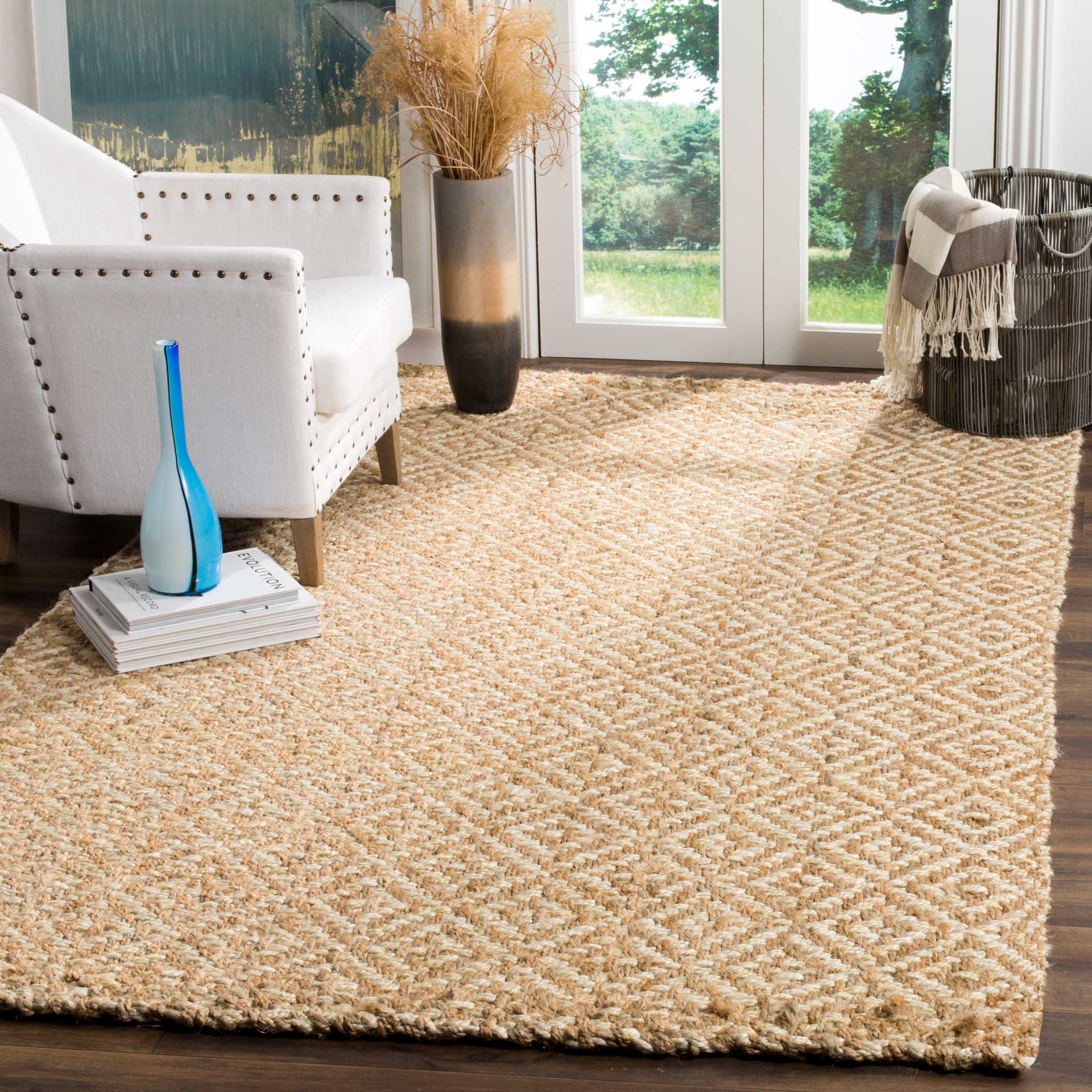 Natural Fiber Diamond Ivory/Natural Area Rug - Image 6