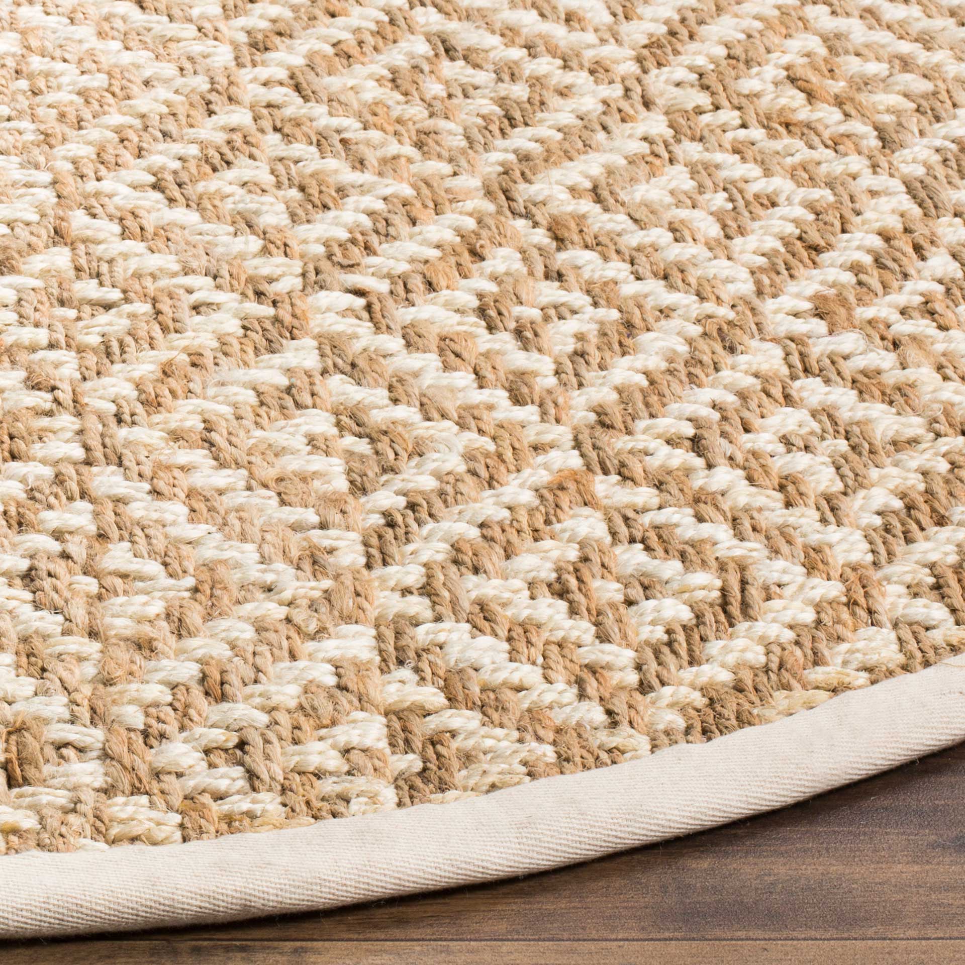 Natural Fiber Diamond Ivory/Natural Round Rug - Image 2