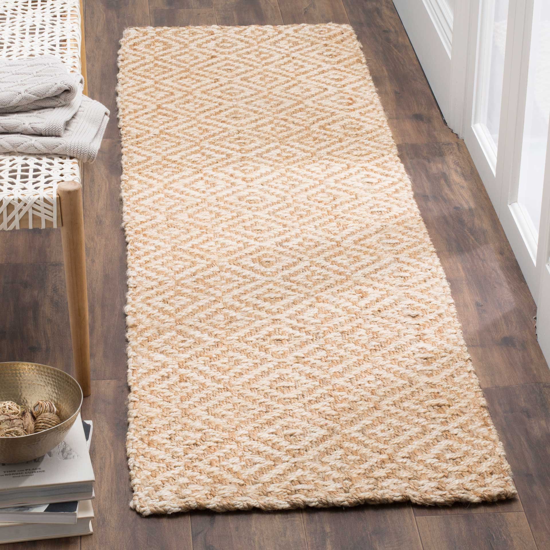 Natural Fiber Diamond Ivory/Natural Runner Rug - Image 2