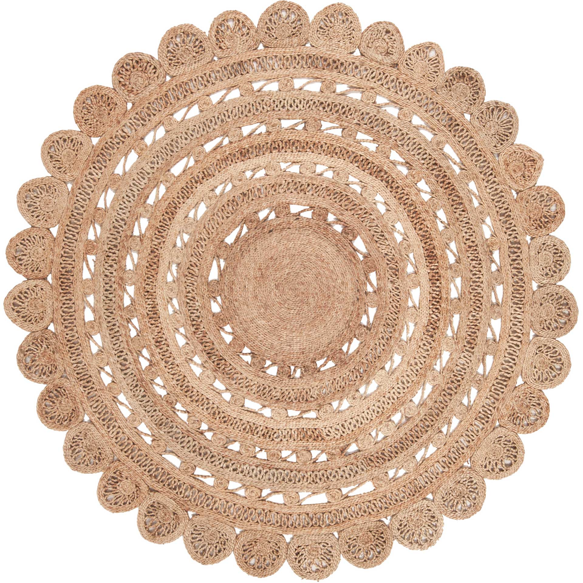 Natural Fiber Floral Natural Round Rug - Image 2