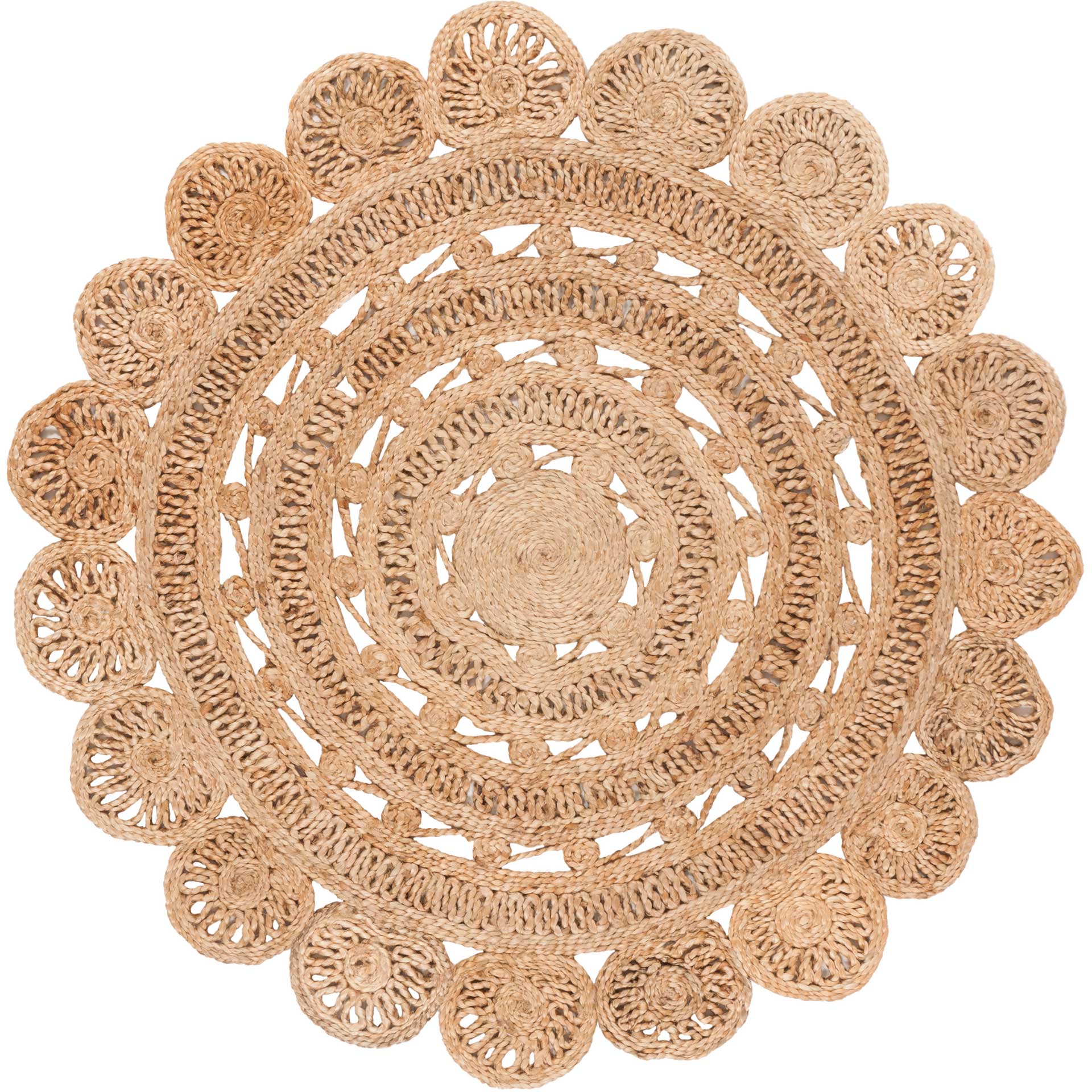 Natural Fiber Floral Natural Round Rug - Image 3