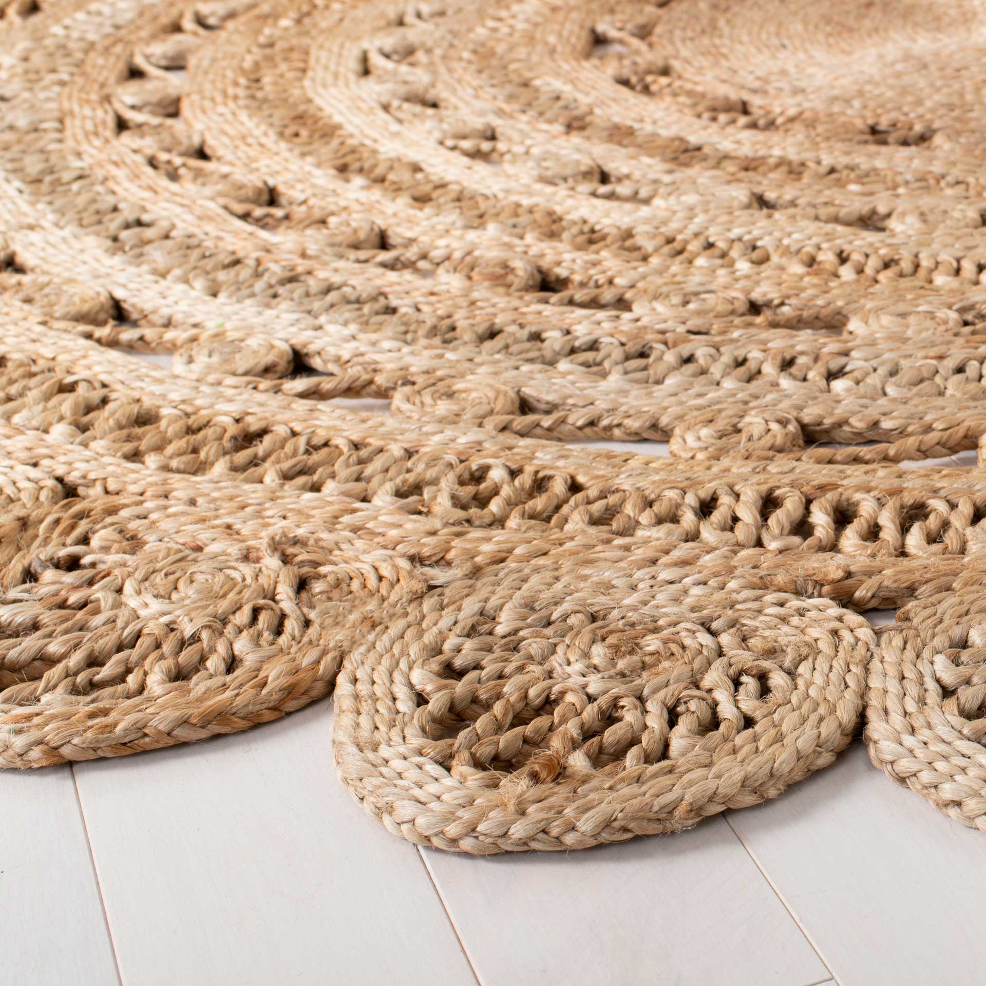 Natural Fiber Floral Natural Round Rug - Image 4