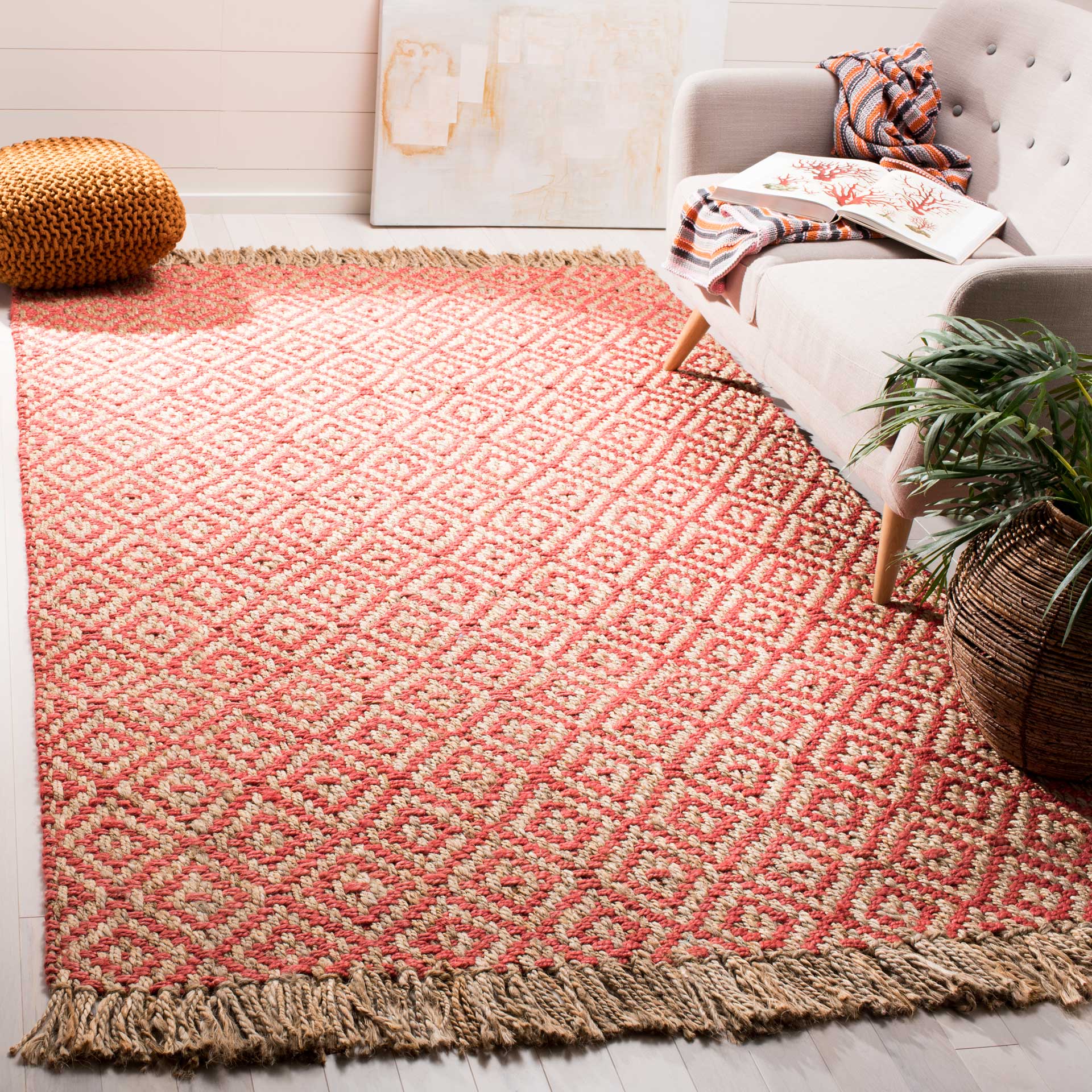 Natural Fiber Fuchsia/Natural Area Rug - Image 4