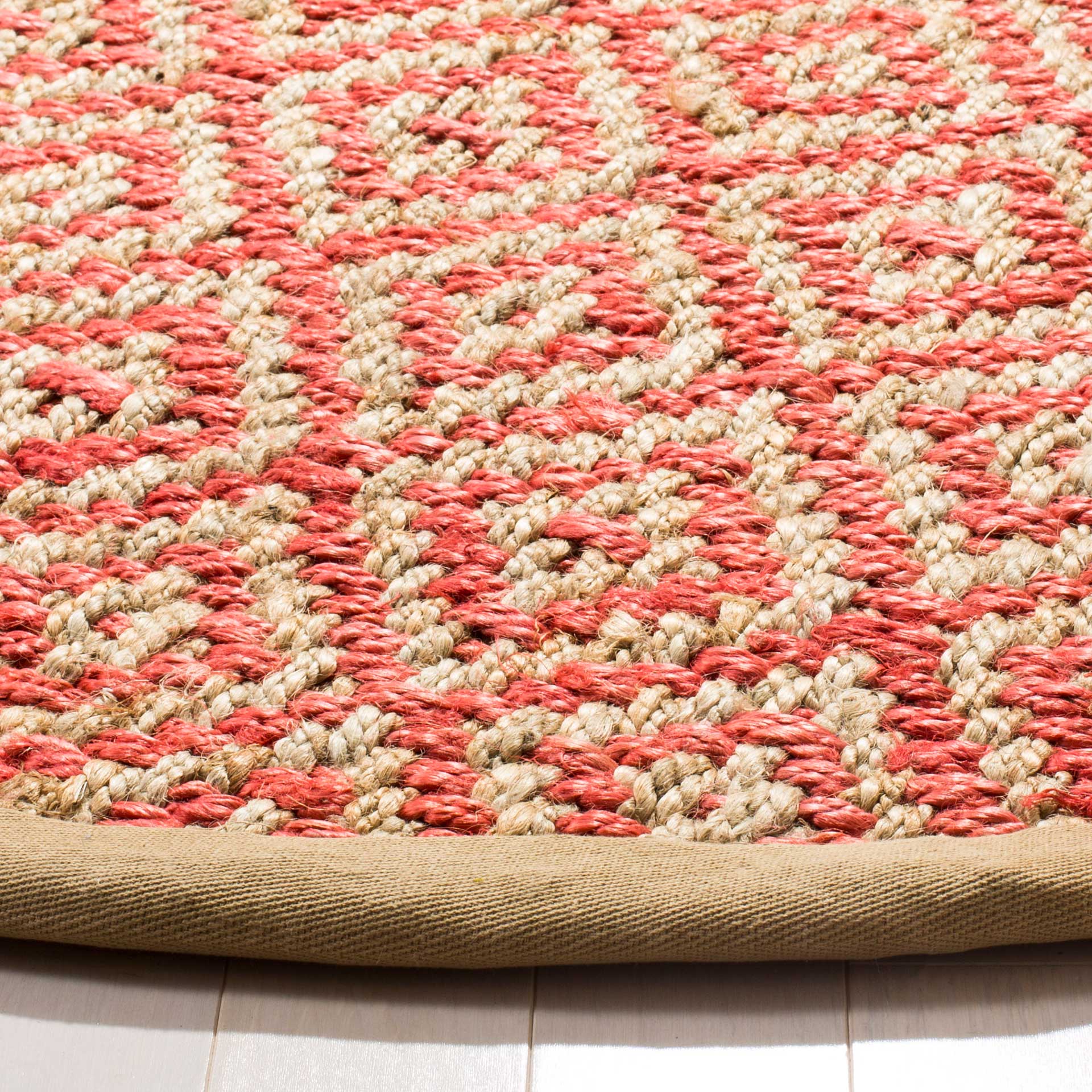 Natural Fiber Fuchsia/Natural Round Rug - Image 2