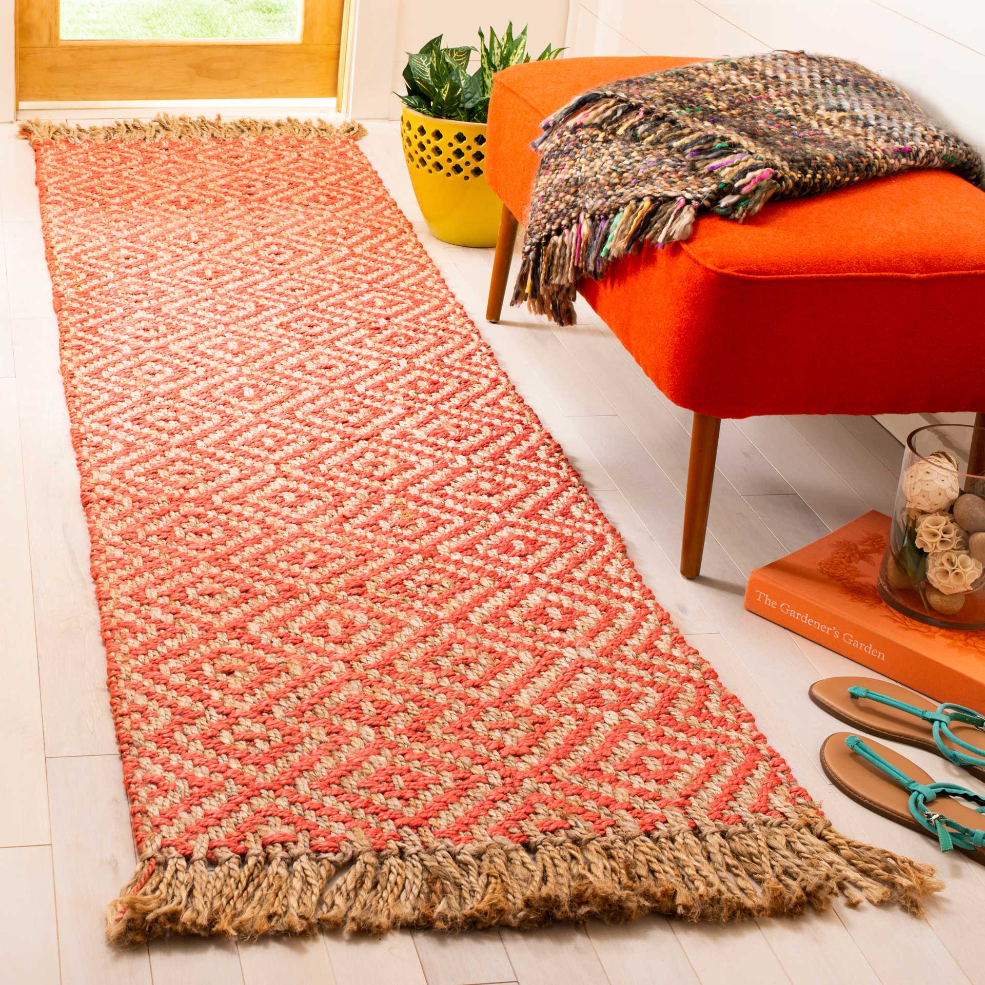Natural Fiber Fuchsia/Natural Runner Rug - Image 2