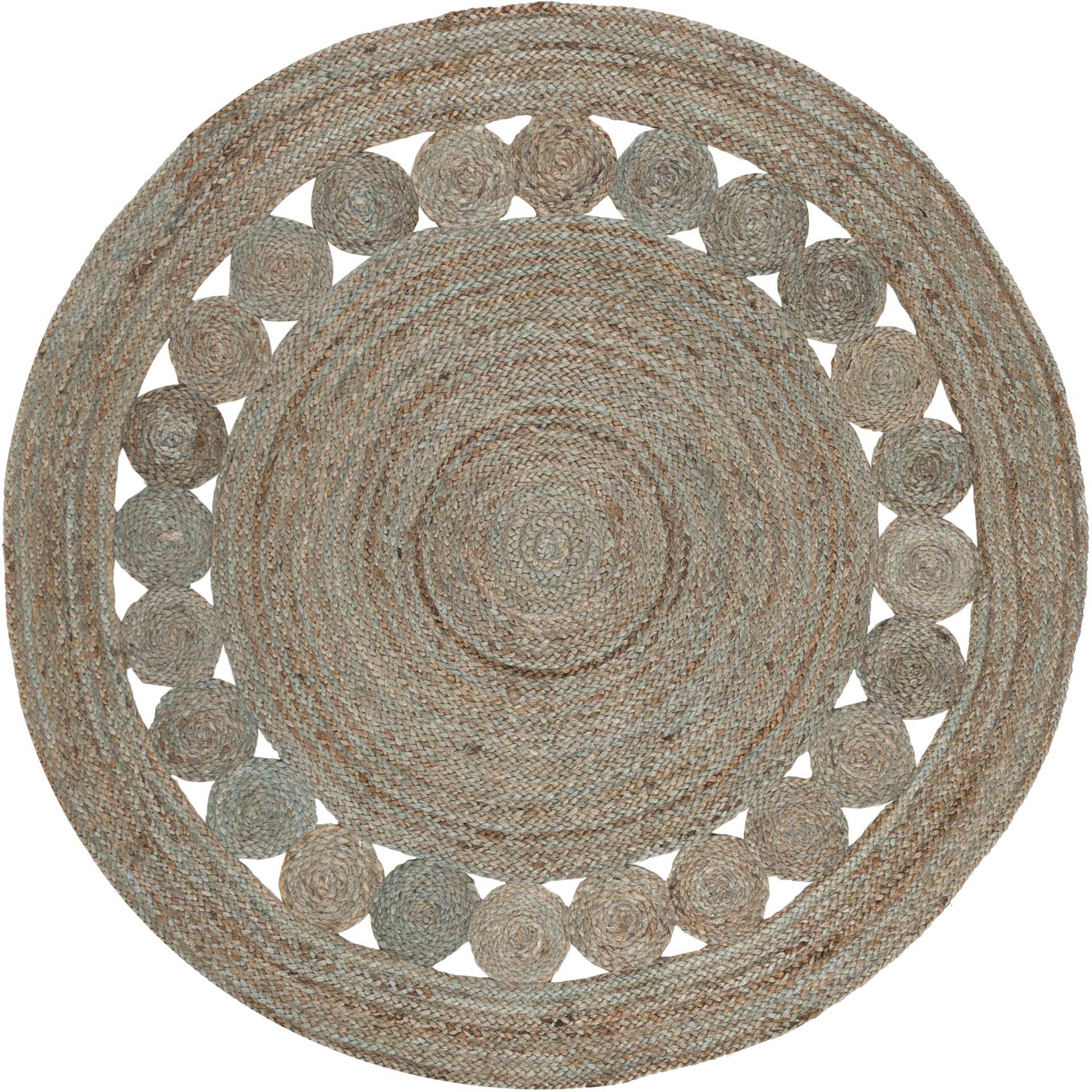 Natural Fiber Gray Round Rug - Image 2