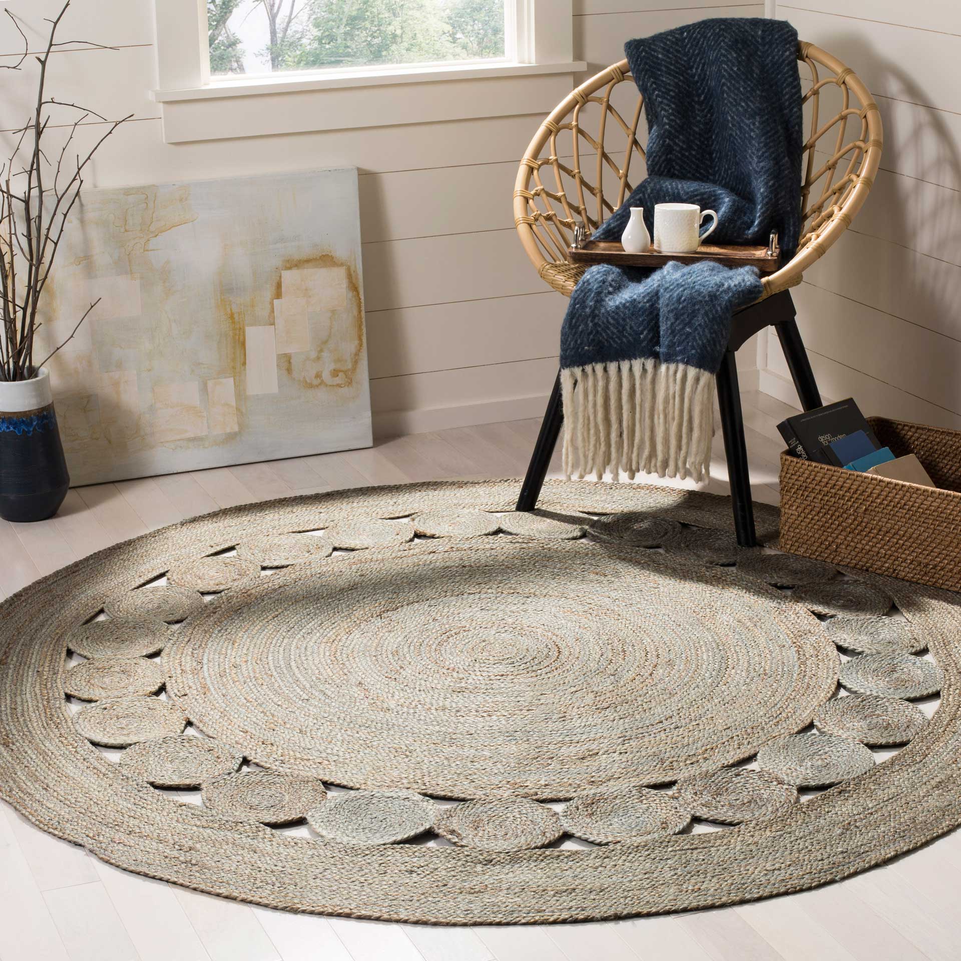Natural Fiber Gray Round Rug - Image 5