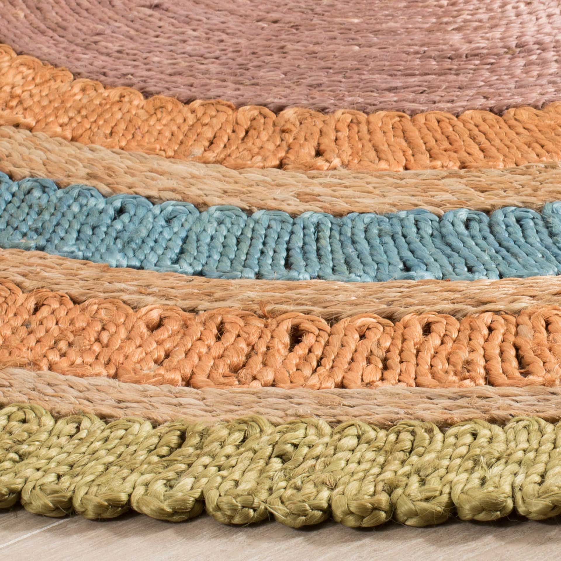 Natural Fiber Green/Multi Round Rug - Image 2