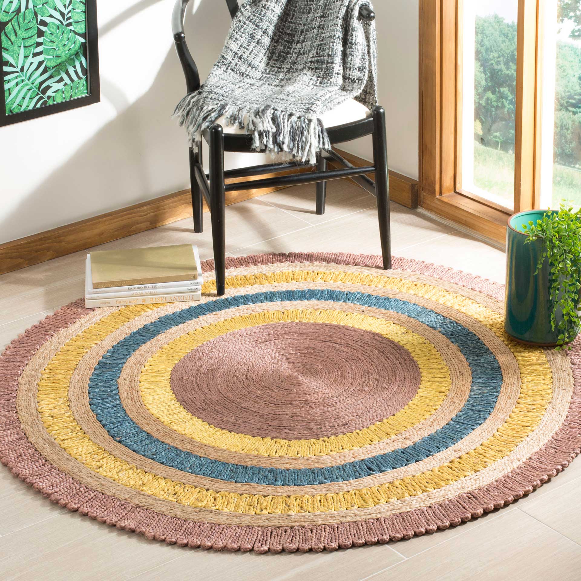 Natural Fiber Lavender/Multi Round Rug - Image 3