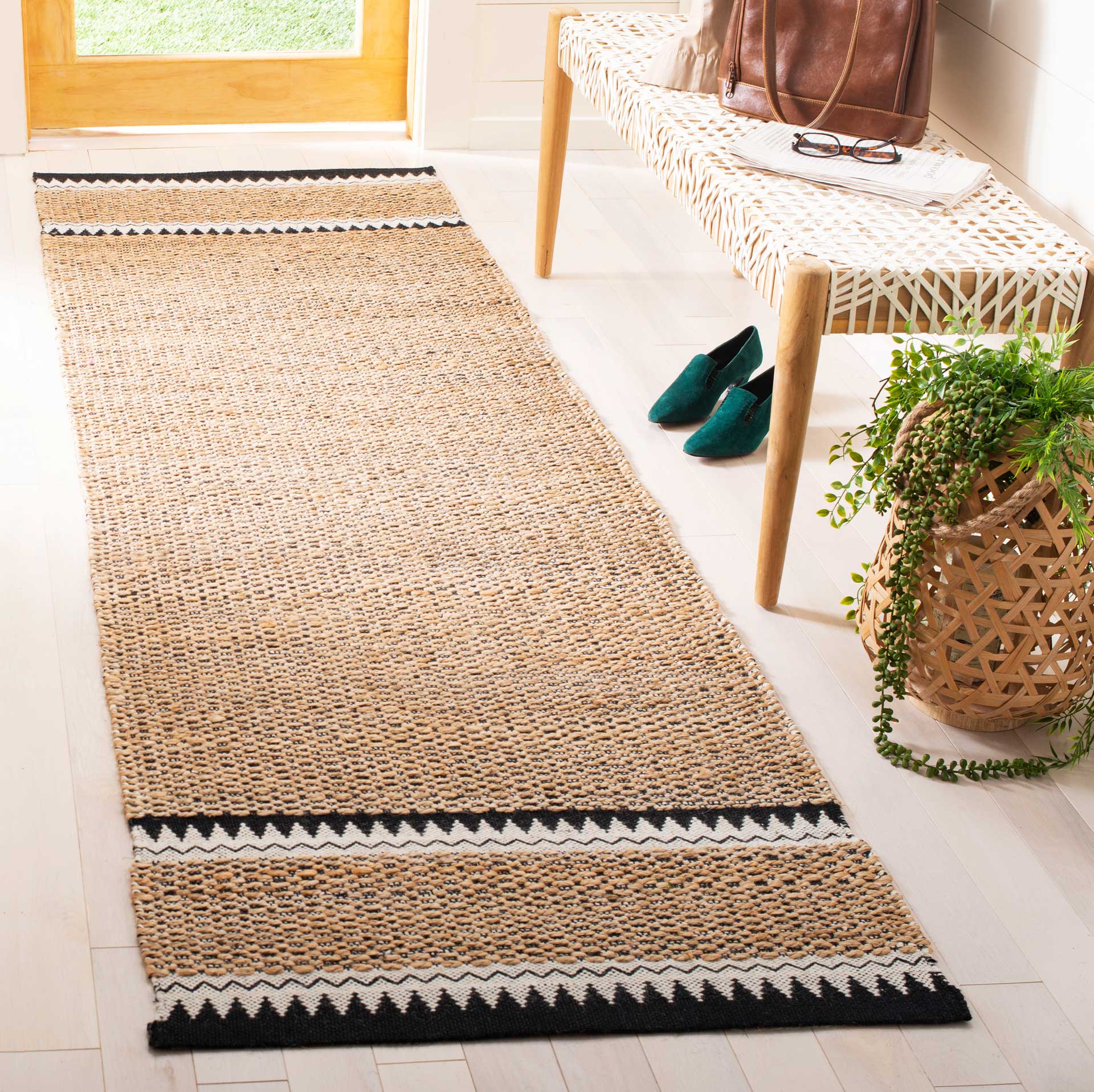Natural Fiber Natural/Black Runner Rug - Image 2