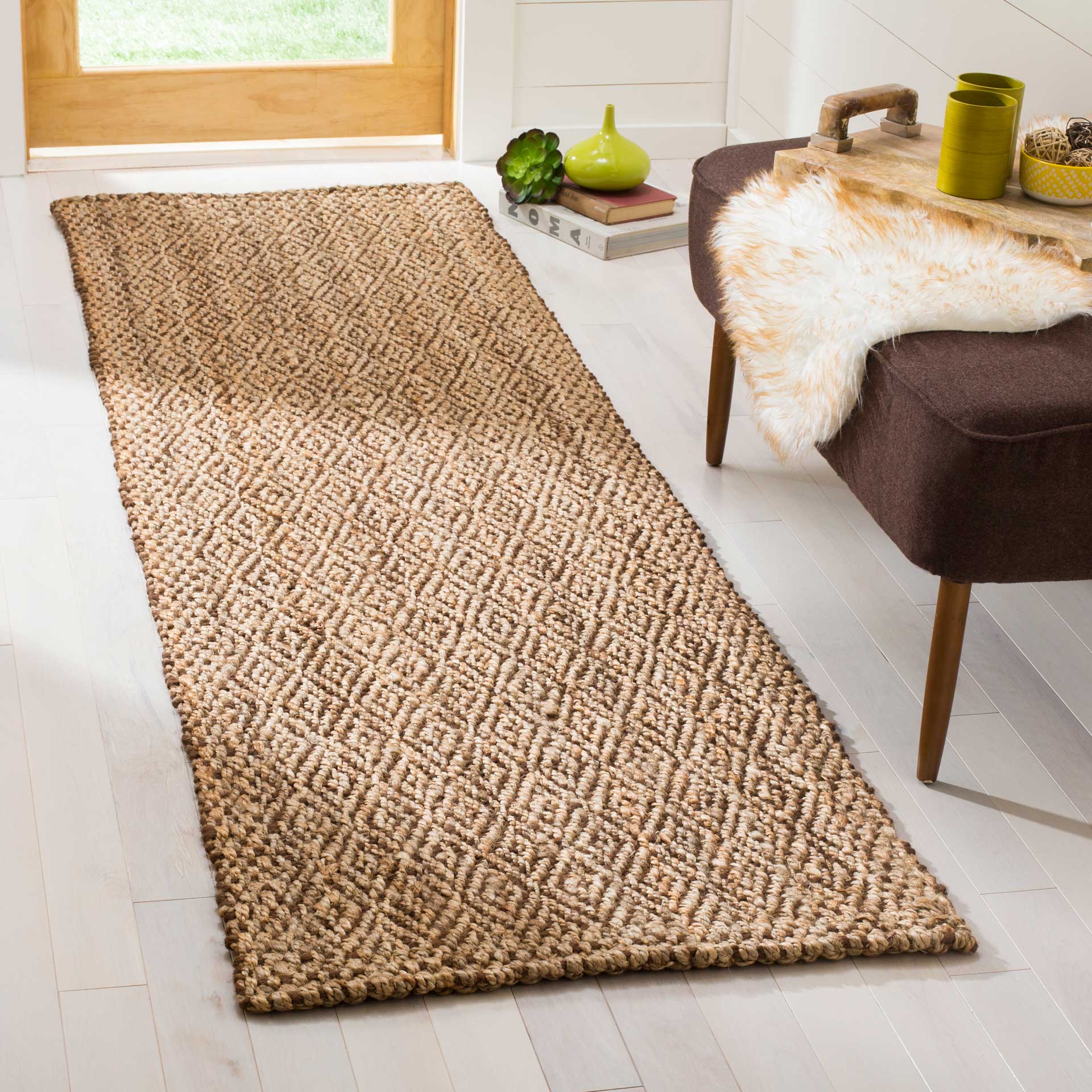 Natural Fiber Natural/Brown Runner Rug - Image 2