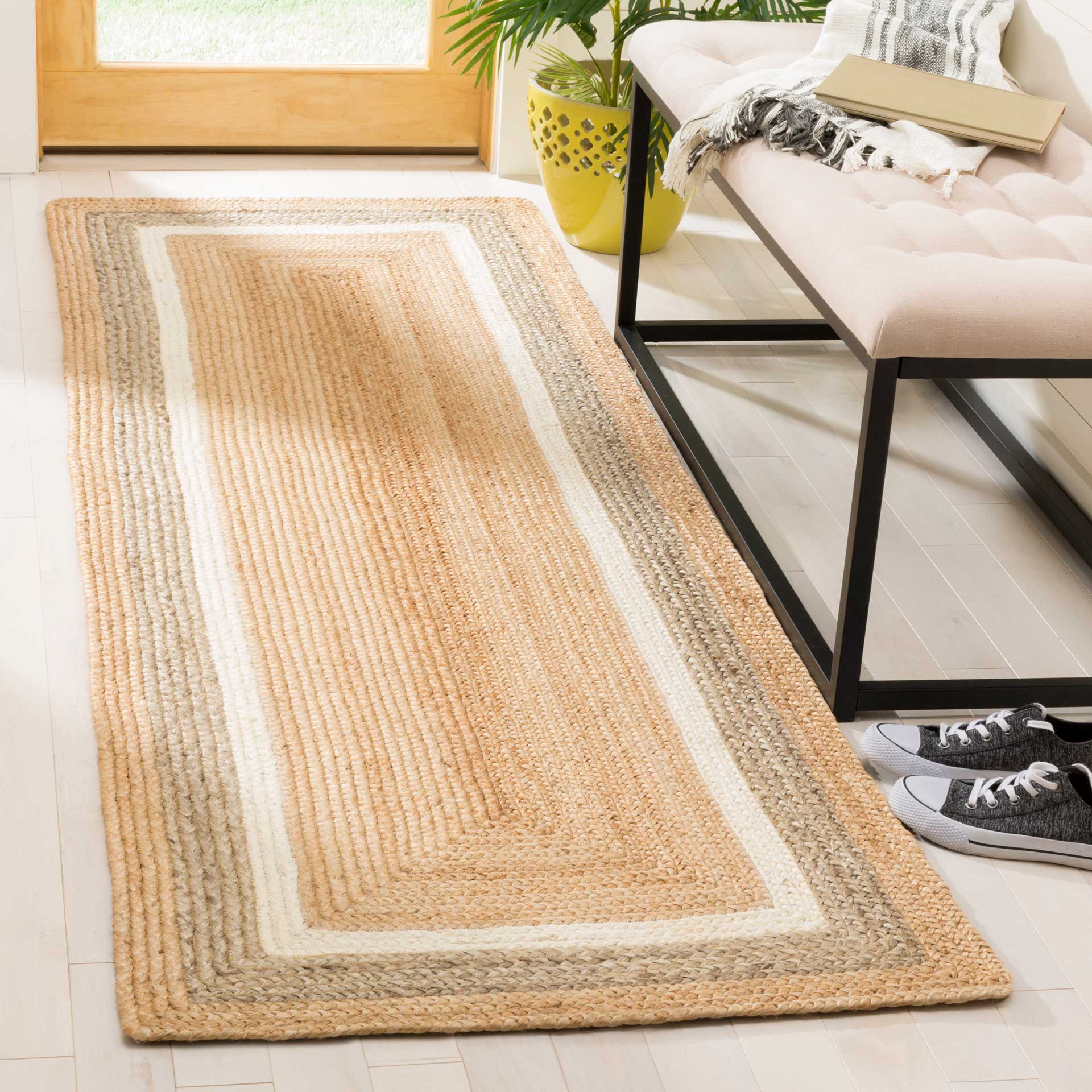 Natural Fiber Natural/Gray/Ivory Runner Rug - Image 2