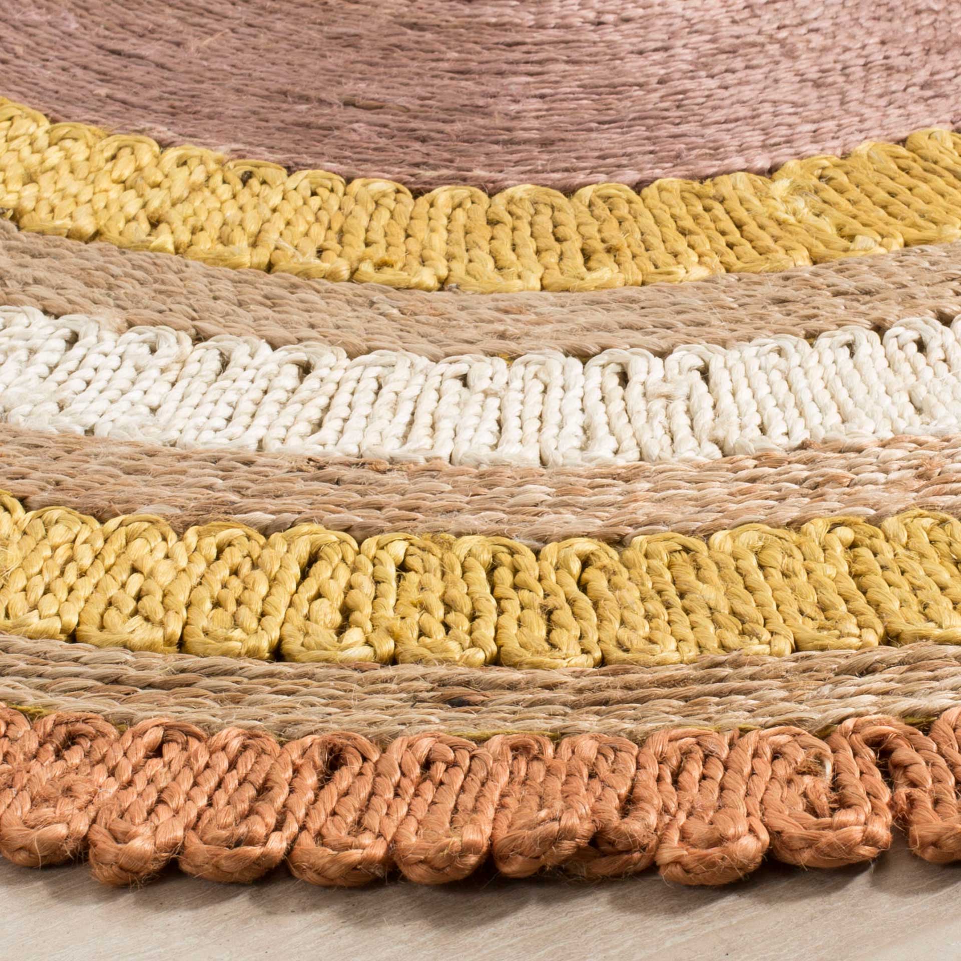 Natural Fiber Orange/Multi Round Rug - Image 2