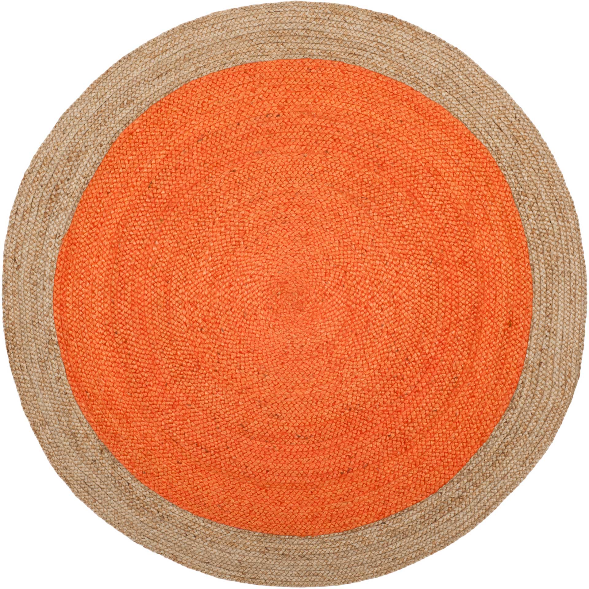 Natural Fiber Orange/Natural Round Rug - Image 2