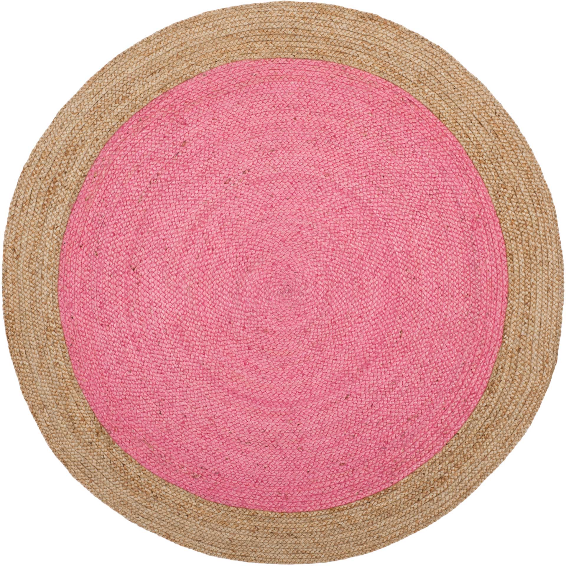 Natural Fiber Pink/Natural Round Rug - Image 2
