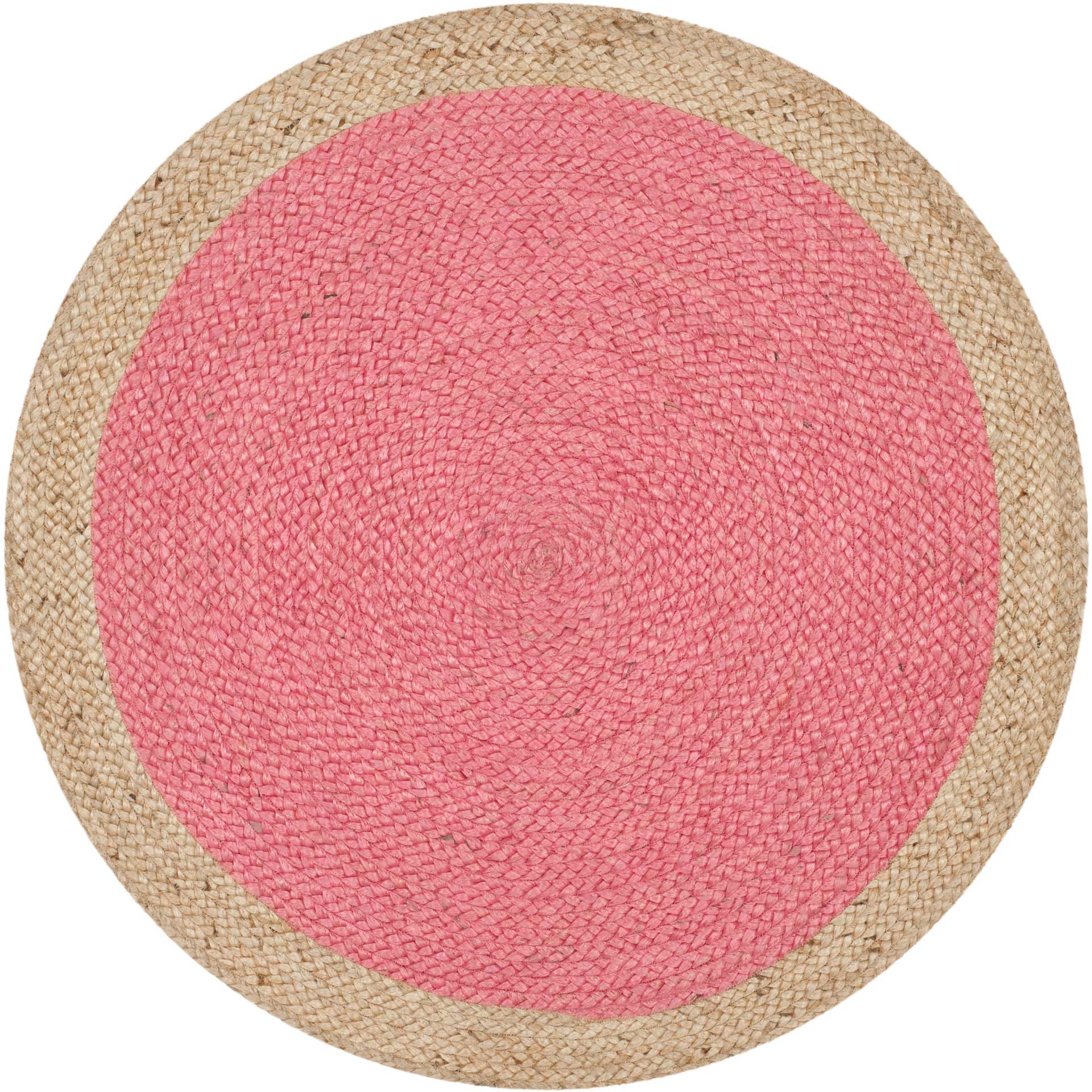 Natural Fiber Pink/Natural Round Rug - Image 3