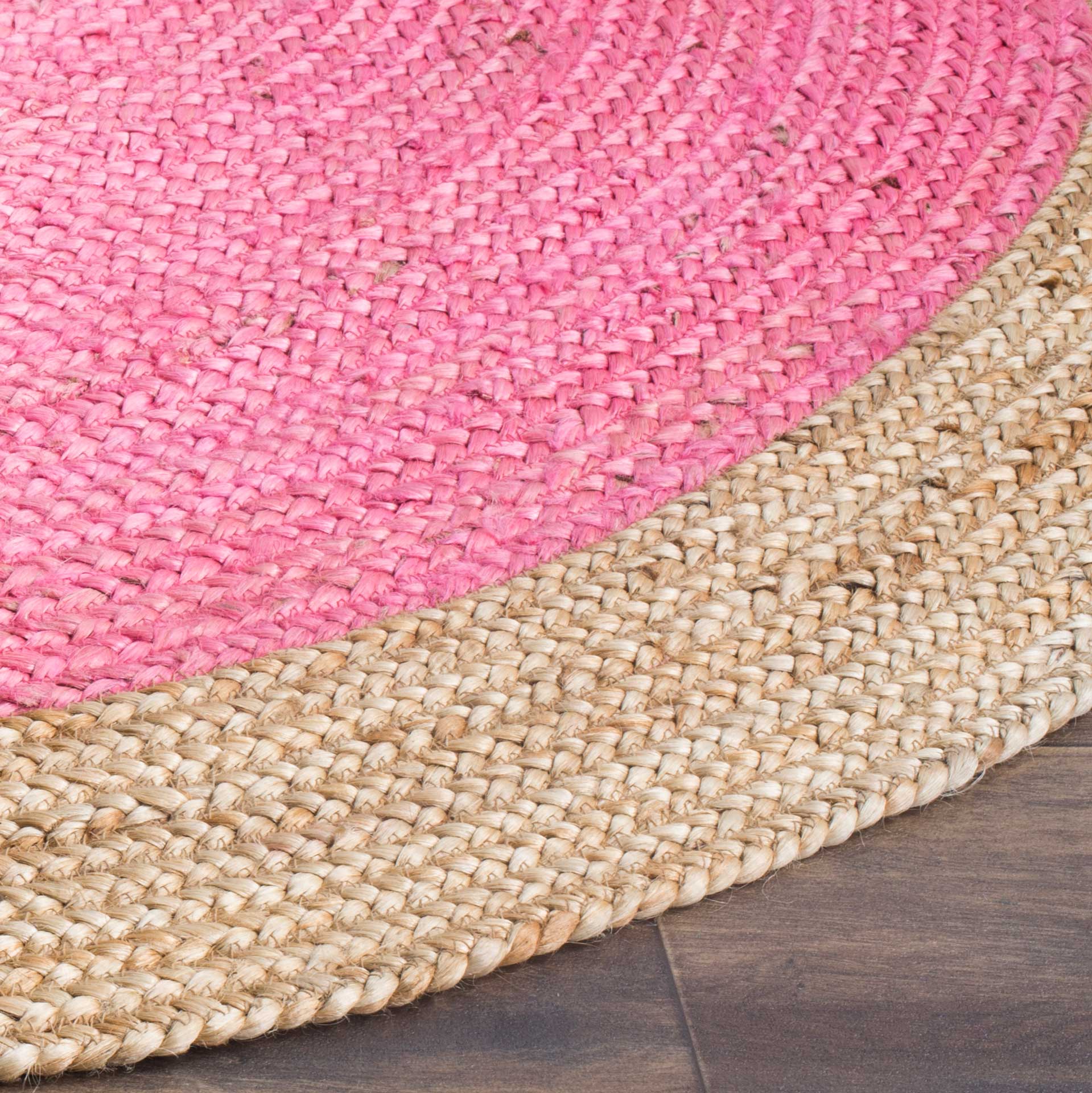 Natural Fiber Pink/Natural Round Rug - Image 4