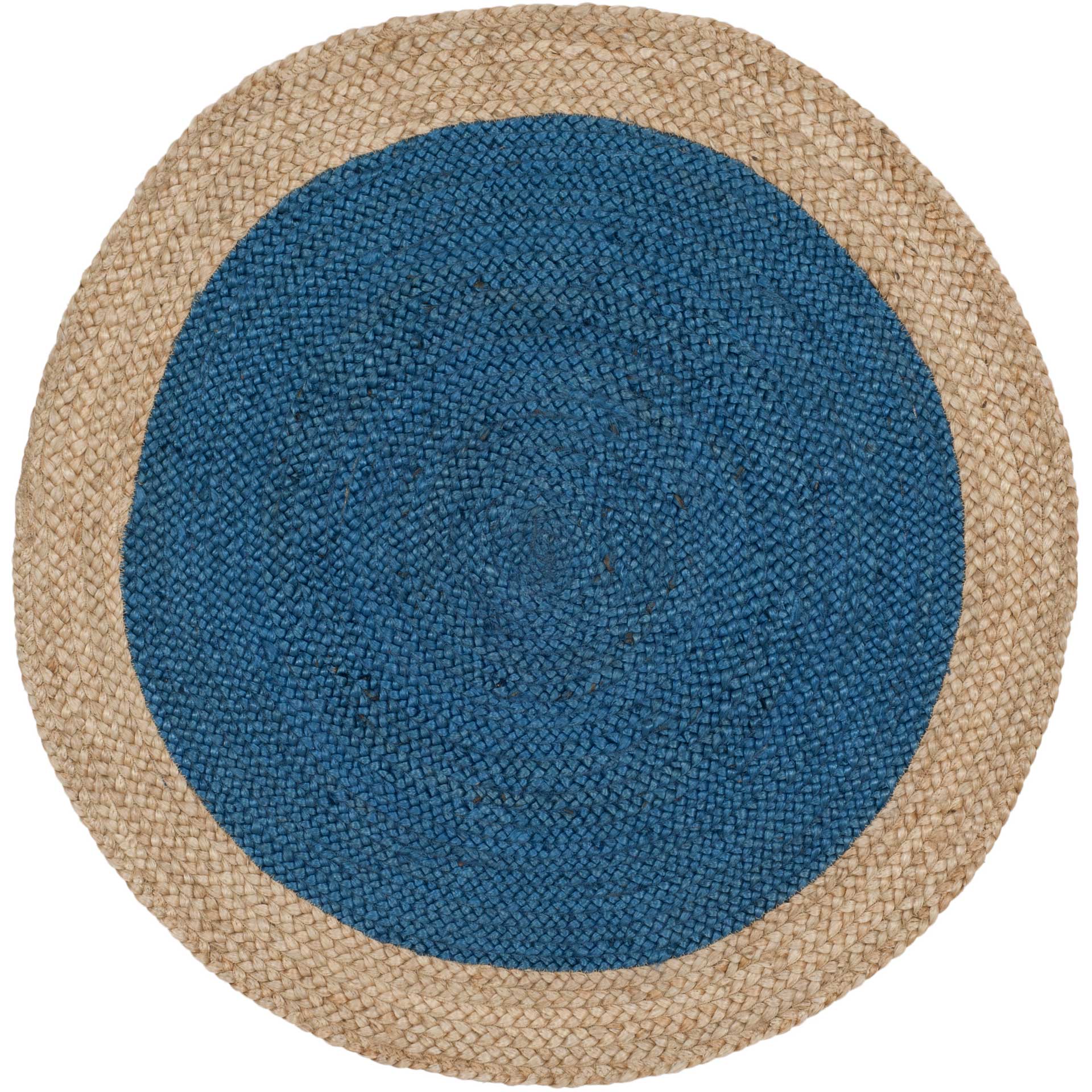 Natural Fiber Royal Blue/Natural Round Rug - Image 3