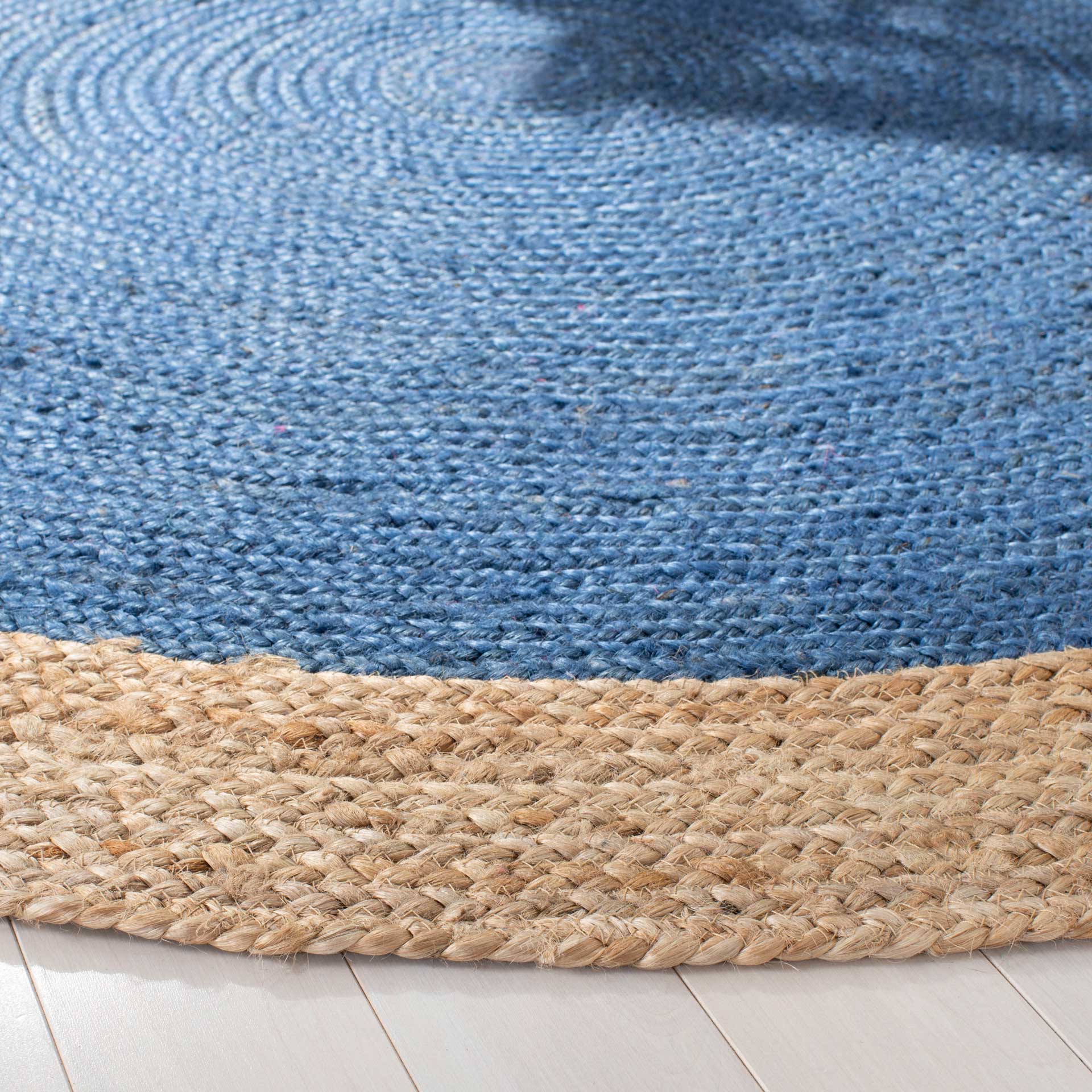 Natural Fiber Royal Blue/Natural Round Rug - Image 4