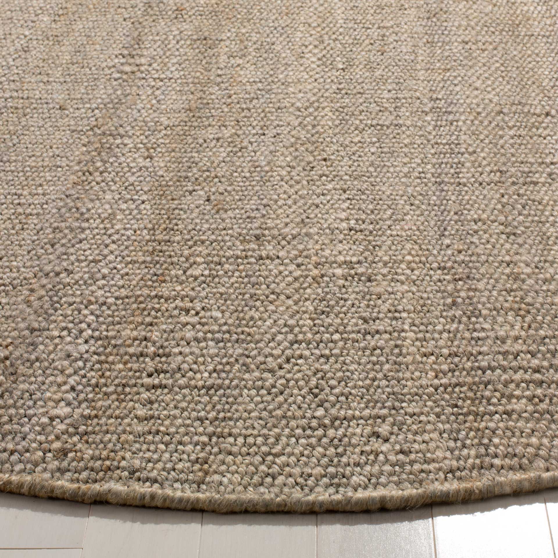 Natural Fiber Solid Gray Round Rug - Image 2