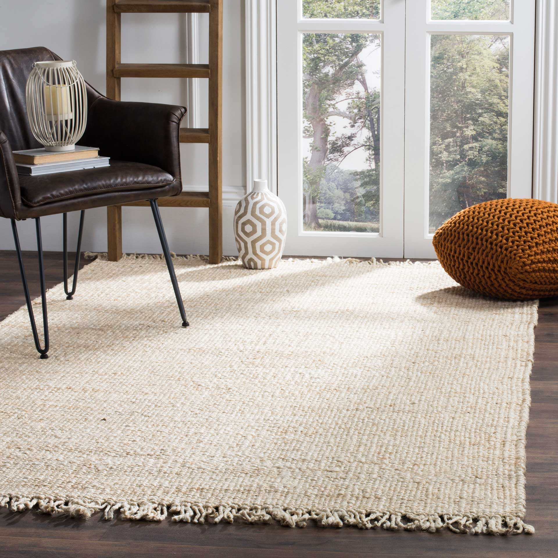 Natural Fiber Solid Ivory Area Rug - Image 6