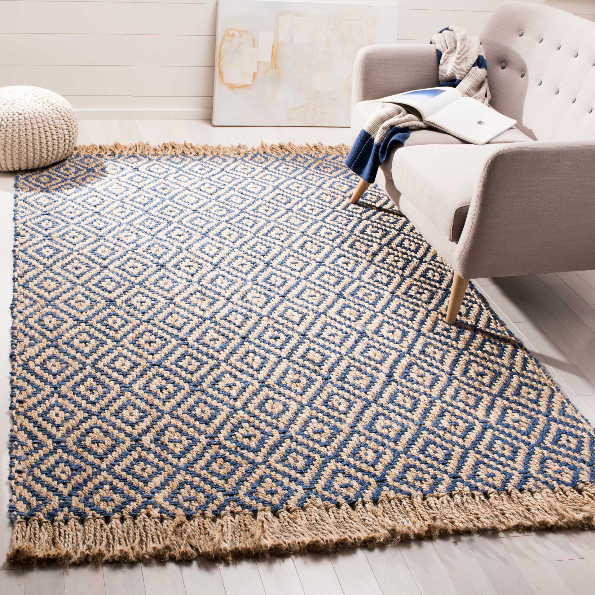 Natural Fiber Tropical Blue/Natural Area Rug - Image 5
