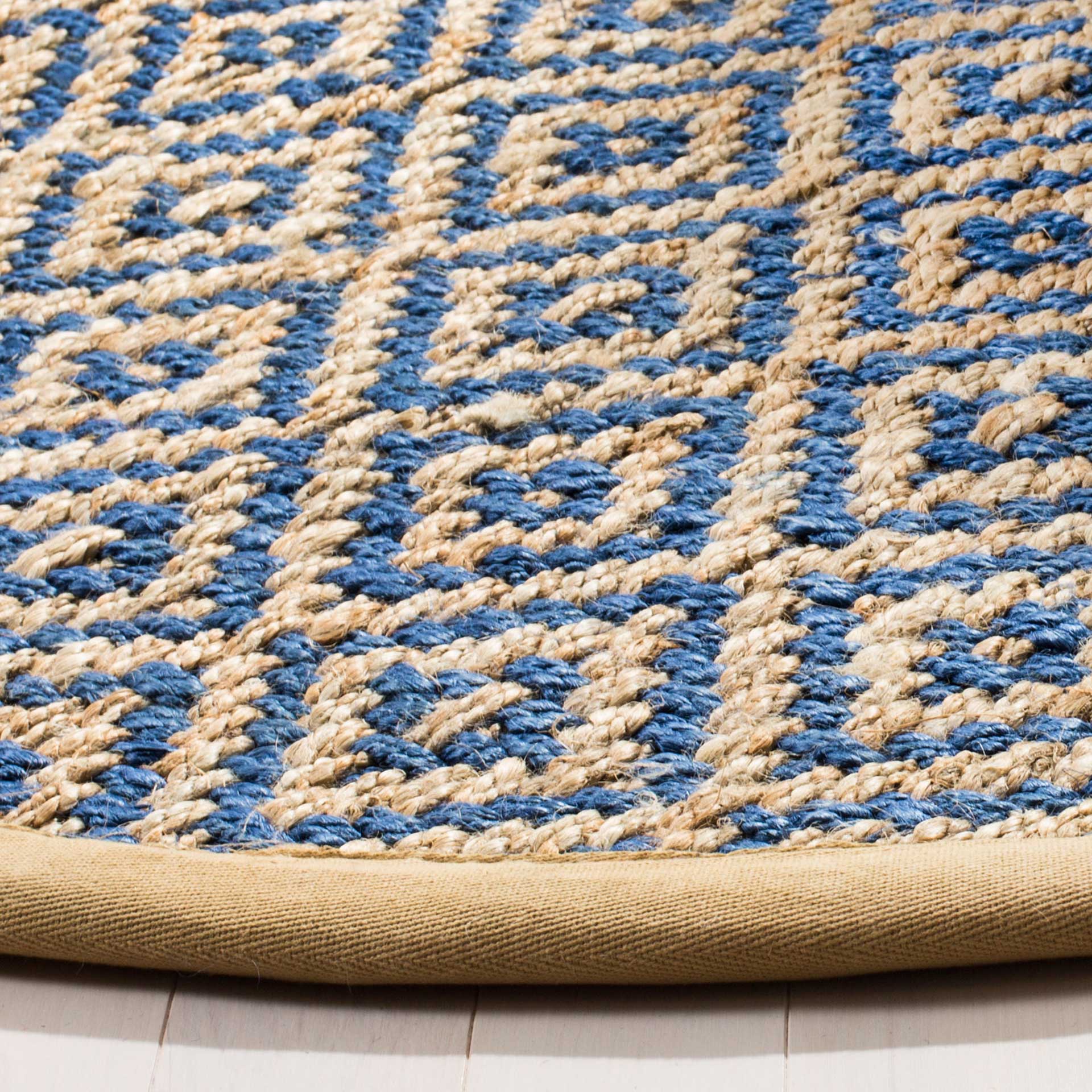 Natural Fiber Tropical Blue/Natural Round Rug - Image 2